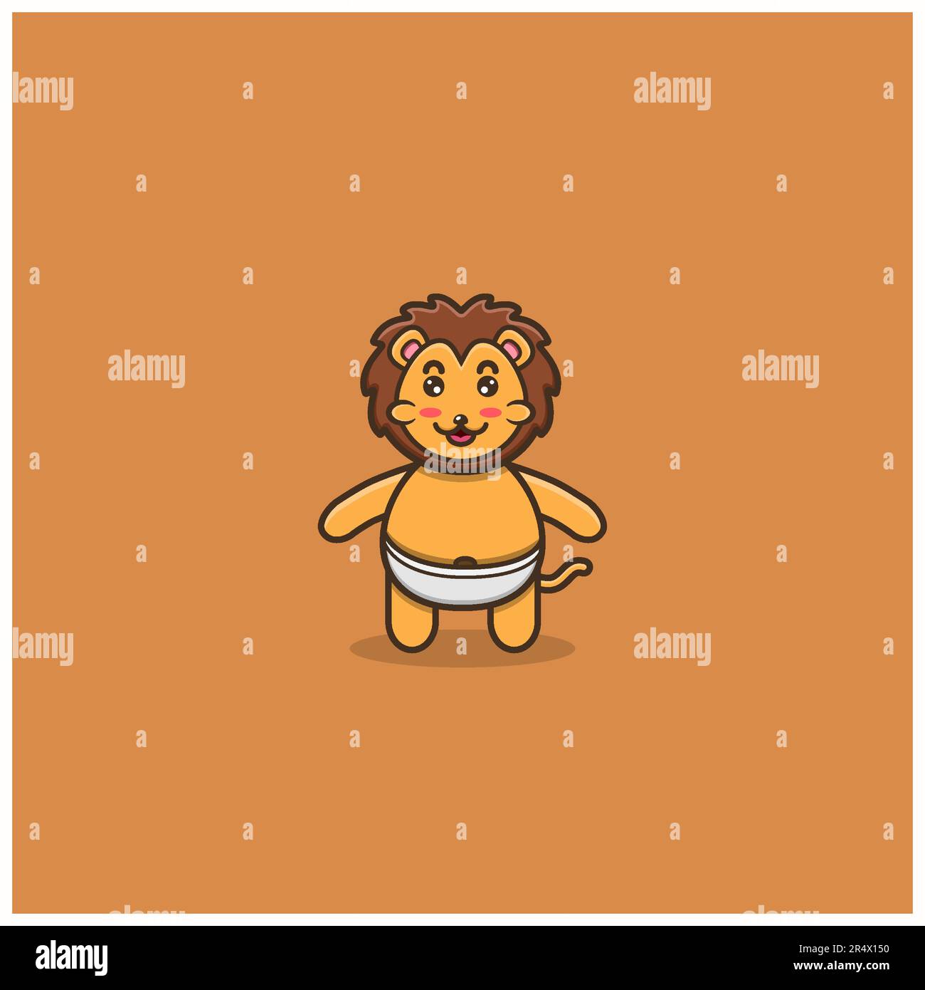 Mignon Lion bébé . Personnage, mascotte, icône, logo, dessin animé et dessin mignon. Vecteur et illustration. Illustration de Vecteur