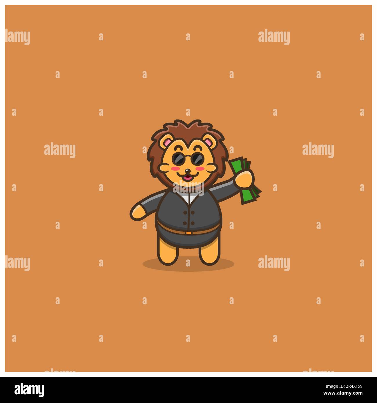 Boss de lion de bébé mignon. Personnage, mascotte, icône, logo, dessin animé et dessin mignon. Vecteur et illustration. Illustration de Vecteur