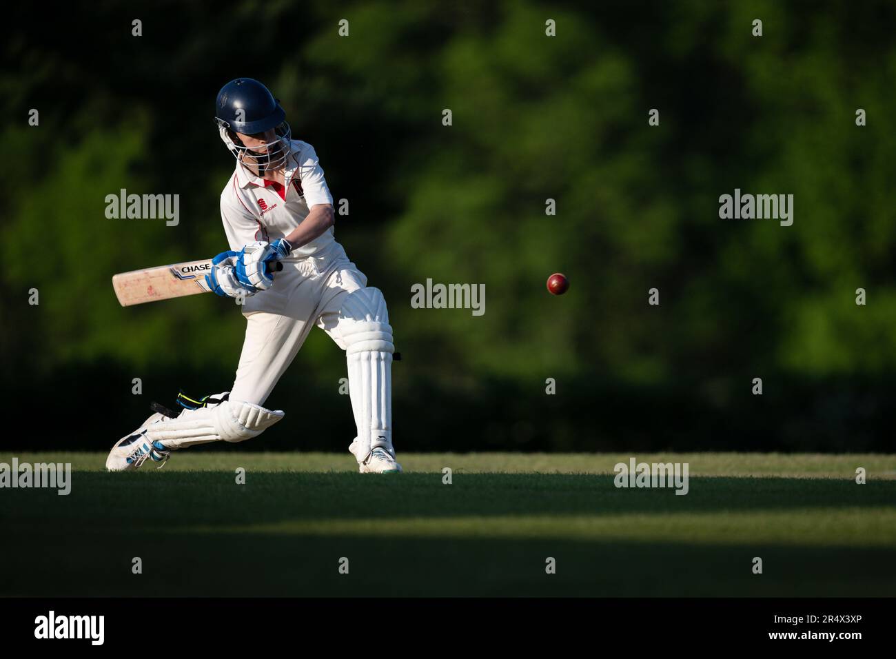 Batteur de cricket sur quatre courses. Banque D'Images