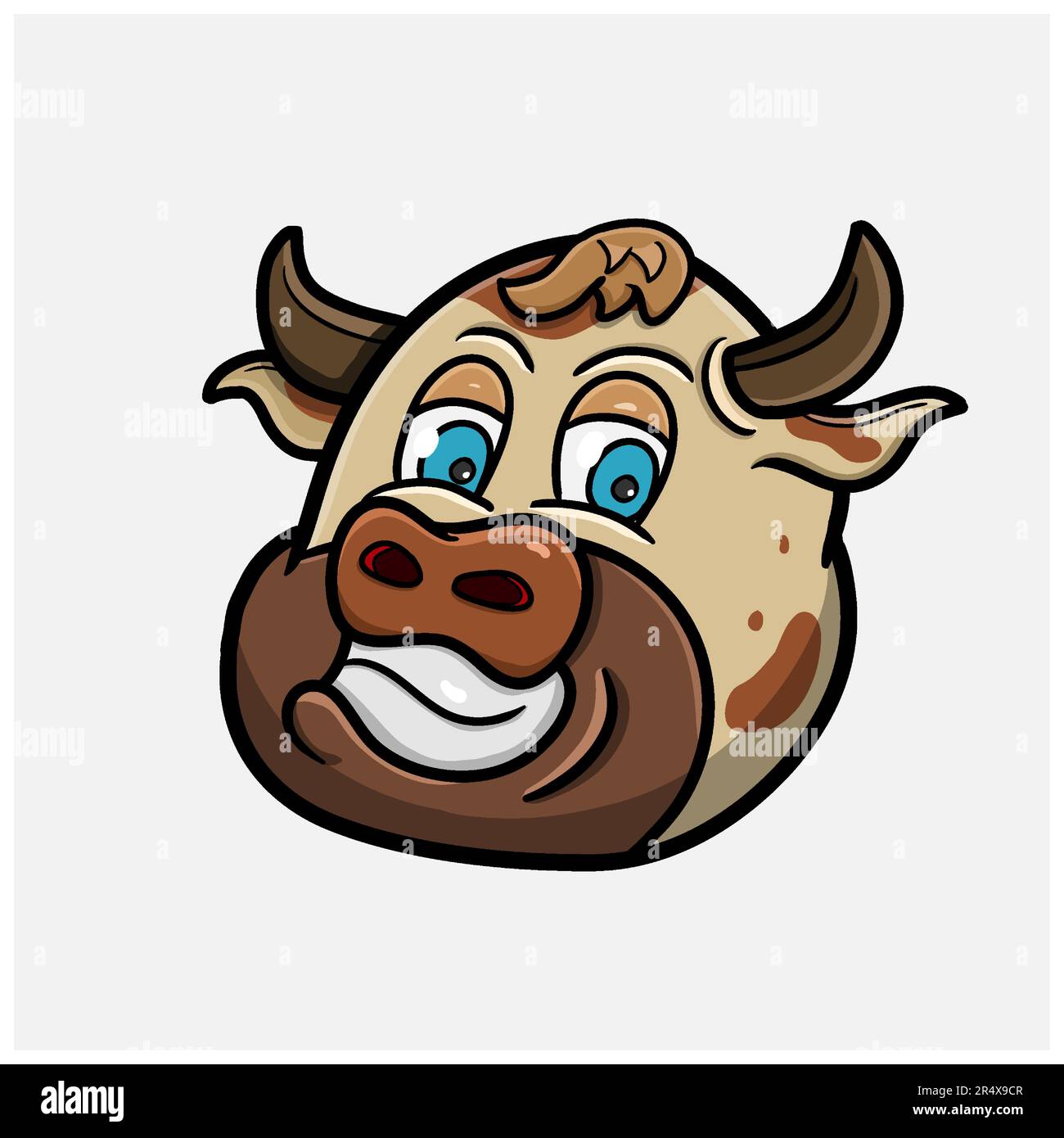 Tête de vache amusante de couleur marron. Vecteur de clip artistique. Vecteur et illustration. Illustration de Vecteur