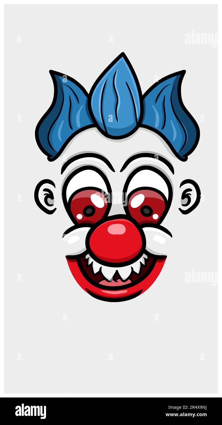 Joli dessin animé blanc visage clown avec une expression amusante. Fond d'écran de l'affiche vectorielle. Vecteur et illustration. Illustration de Vecteur