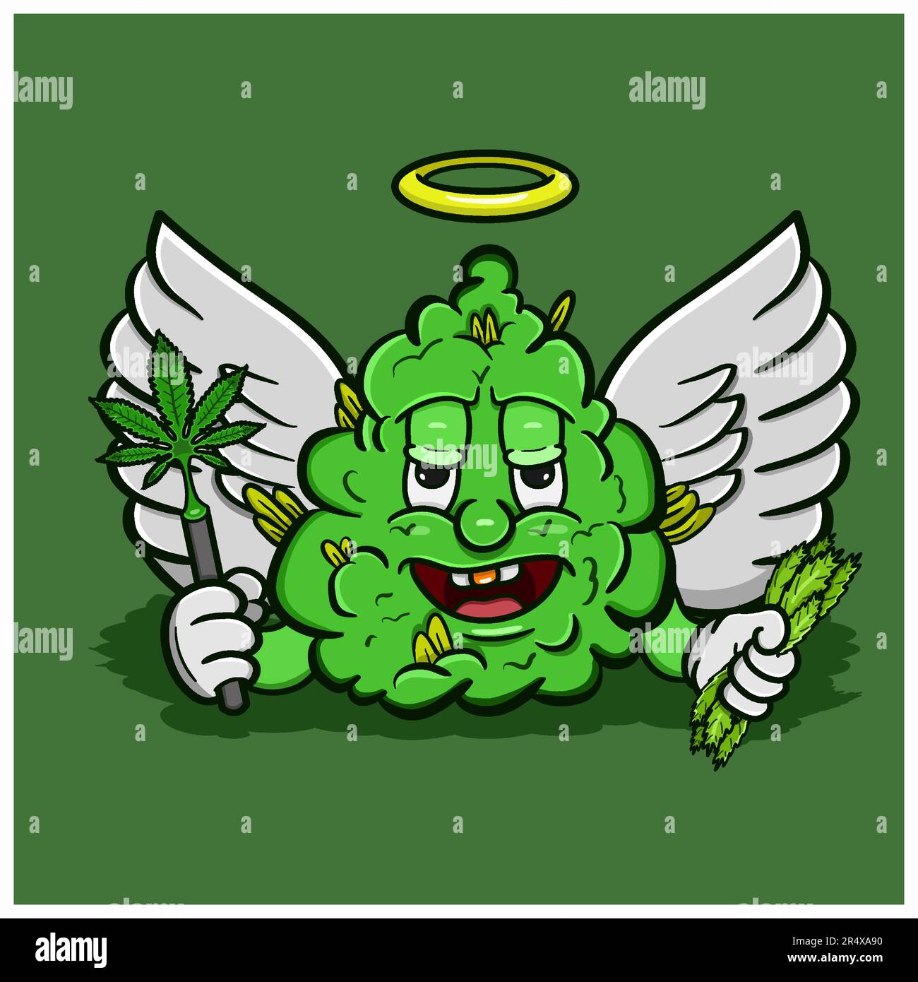 Illustration vectorielle personnage de dessin animé Mascot de Weed Bud Angel.adapté à la marque, le logo, l'autocollant, la conception de t-shirt et d'autres produits. Illustration de Vecteur
