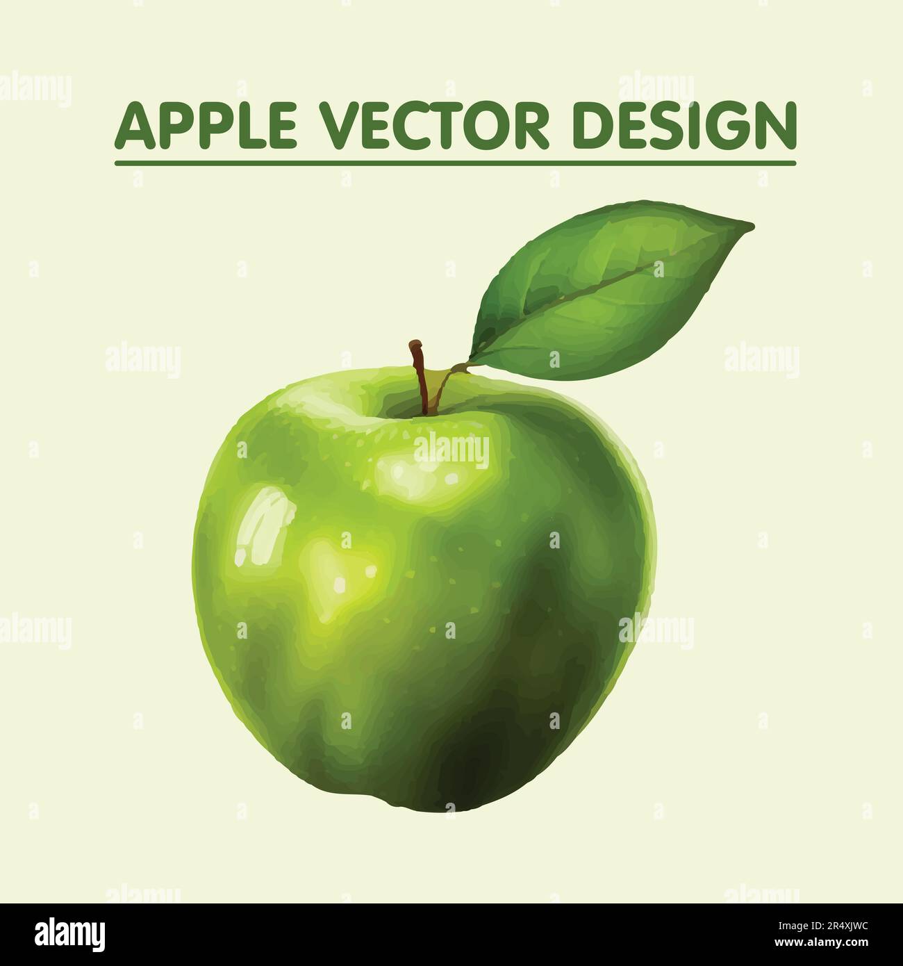 Vert pomme fruit réaliste 3D vecteur alimentaire. Illustration de Vecteur