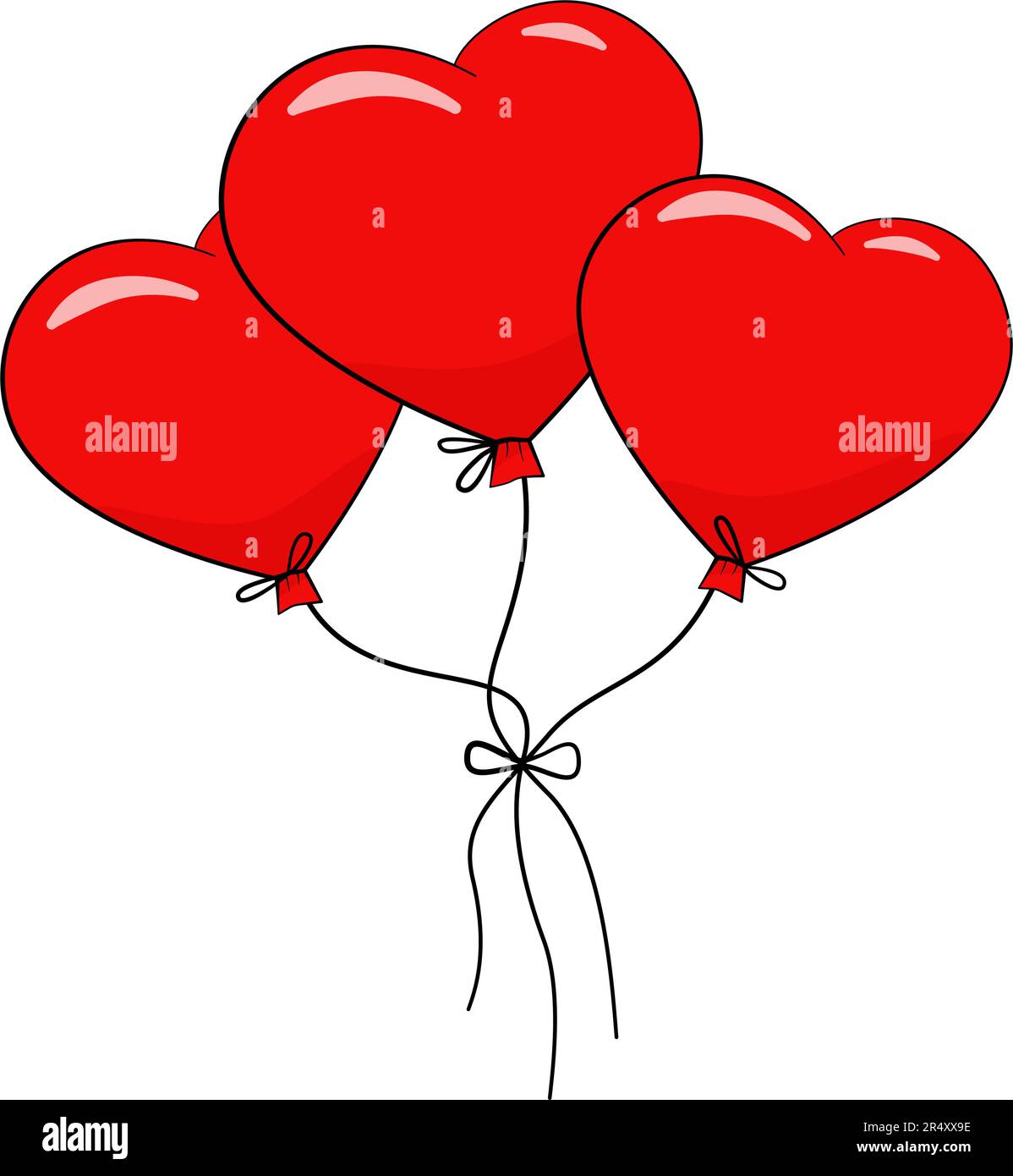 Ballons en forme de cœur. Saint Valentin. Dessin animé. Illustration vectorielle. Isolé sur fond blanc Illustration de Vecteur