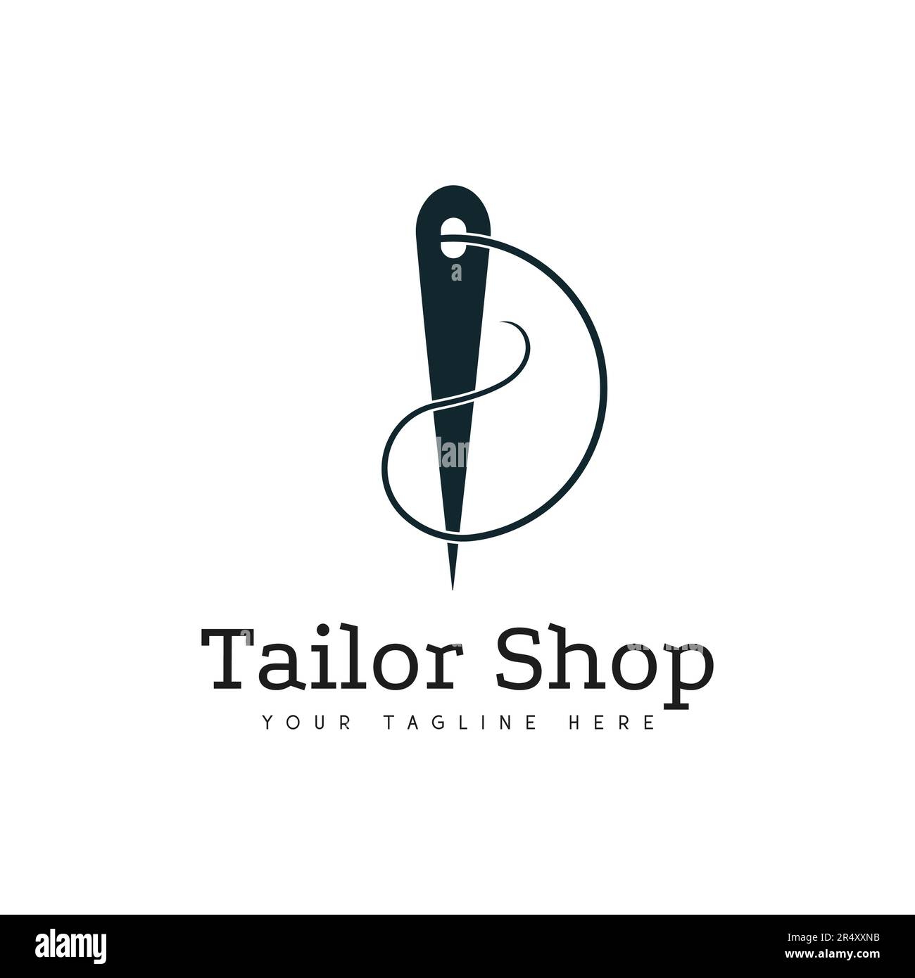 Tailleur Shop logo Design logotype à coudre icône de vecteur d'aiguille Illustration de Vecteur