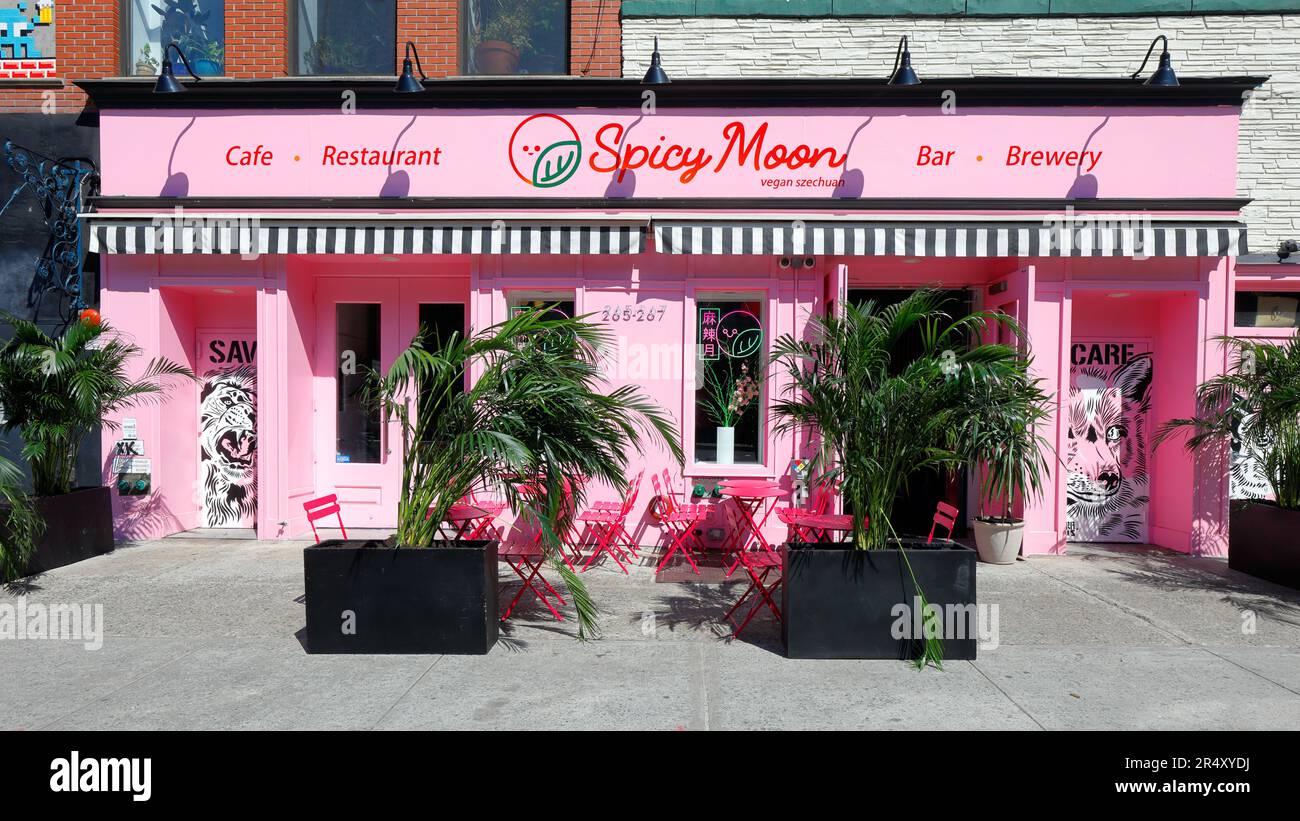 Spice Moon Vegetarian Szechuan, 265 Bowery, New York, New York, New York photo d'un restaurant chinois végétalien dans le Lower East Side de Manhattan. Banque D'Images