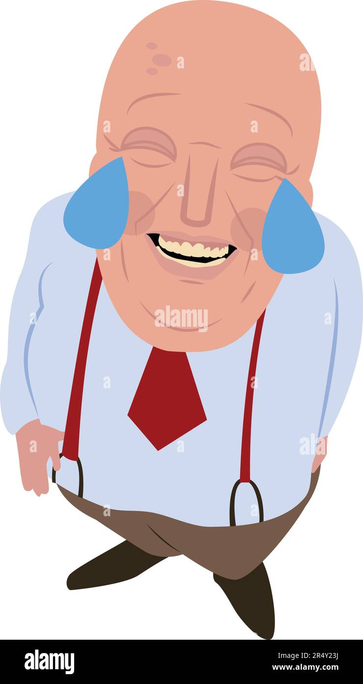 Vieil homme regardant, riant avec des larmes, vue aérienne Illustration de Vecteur