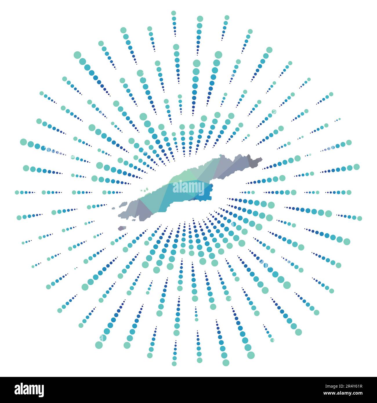 Forme d'Hydra, éclat de soleil polygonal. Carte de l'île avec des rayons étoilés colorés. Hydra illustration en numérique, technologie, Internet, style réseau. Illustration de Vecteur
