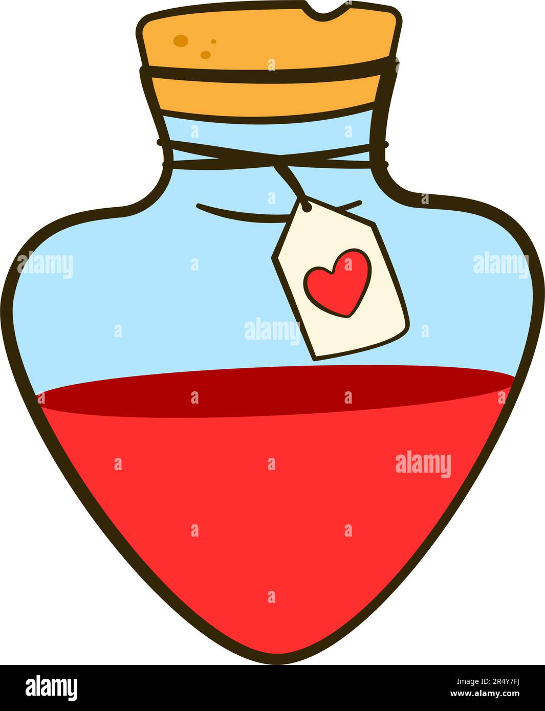 Potion d'amour dans un biberon en forme de cœur. Saint Valentin. Icône de dessin animé plat. Illustration vectorielle Illustration de Vecteur