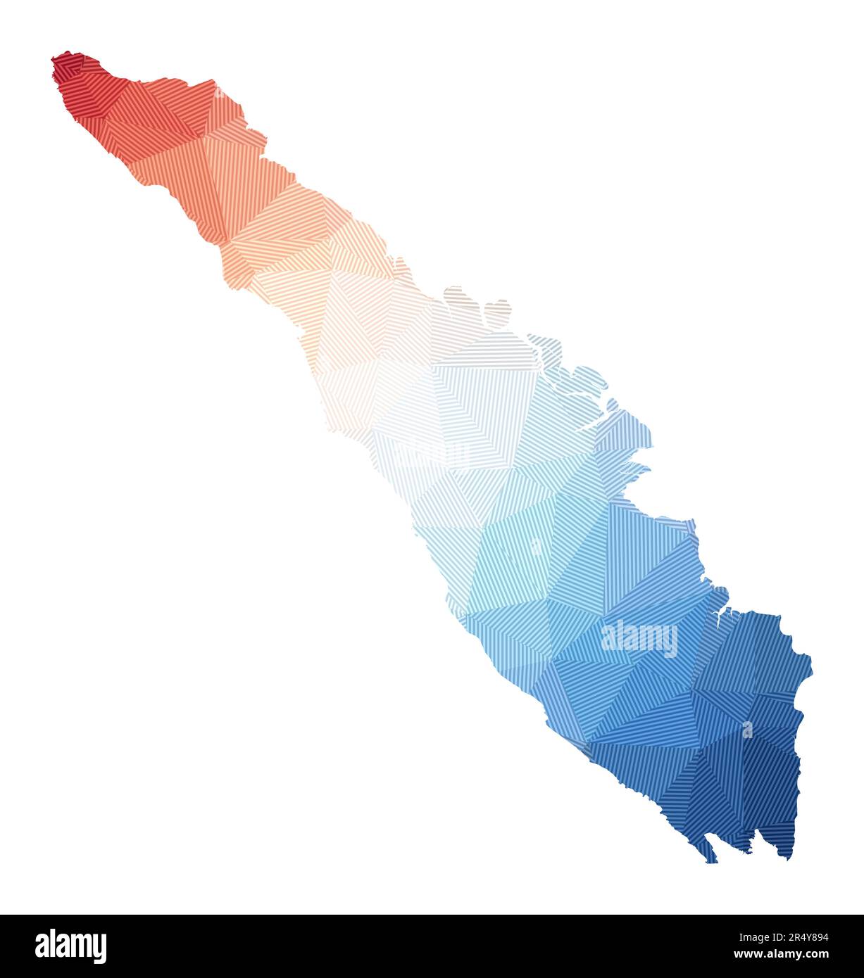 Carte de Sumatra. Illustration basse poly de l'île. Design géométrique avec rayures. Technologie, Internet, concept de réseau. Illustration vectorielle. Illustration de Vecteur