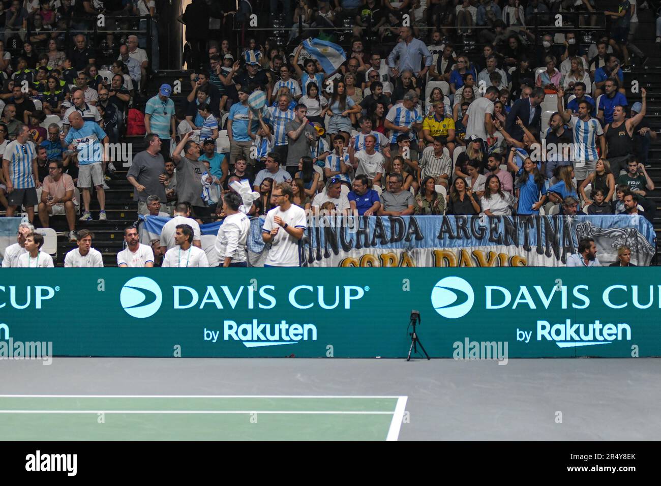 Fans de tennis argentins. Finale de la coupe Davis, Unipol Arena, Bologne. Banque D'Images