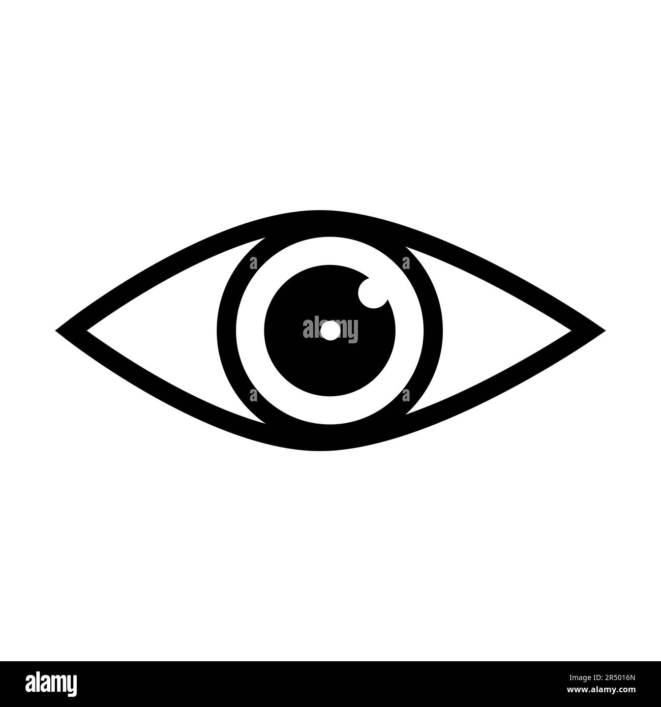 Vecteur d'icône d'œil avec double réflexion dans la pupille. Signe de vue, regarder, coup d'œil, aperçu, dekko, eyebeam, opinion, eyink, peek and eye. Illustration de Vecteur