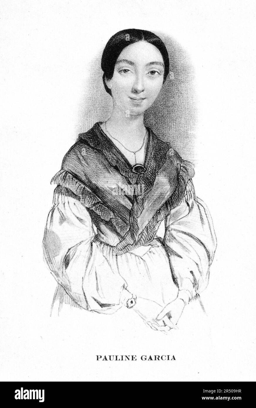 Pauline Viardot-Garcia (1821-1910) mezzo-soprano française âgée de 20 ans. Gravure en acier, vers 1840 après Robert-Schumann-Haus Zwickau. Banque D'Images