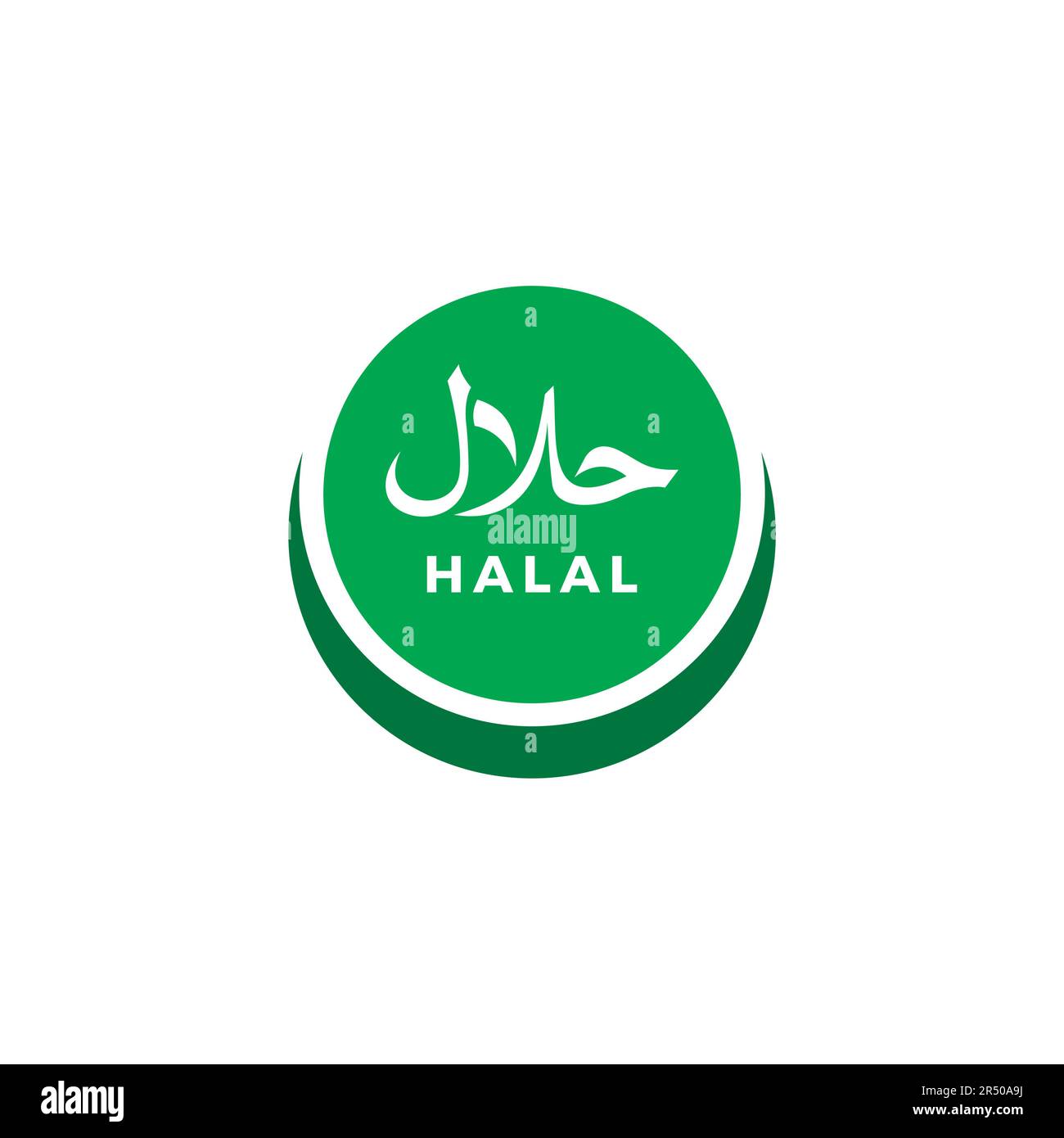 Symbole de logo en demi-forme vectoriel. Icône halal. Nourriture islamique Illustration de Vecteur