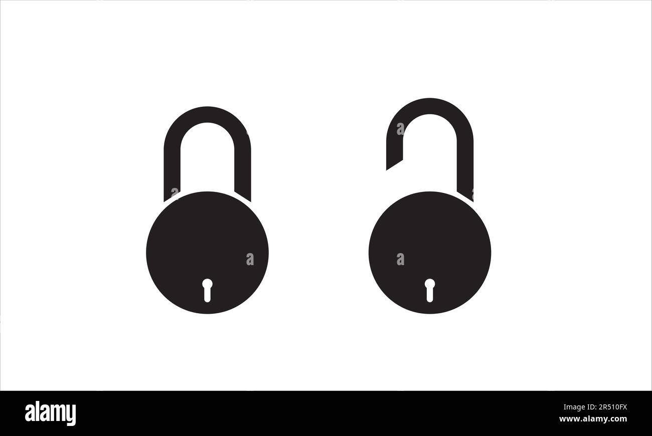 Round Lock verrouillé et déverrouillé Illustration de Vecteur