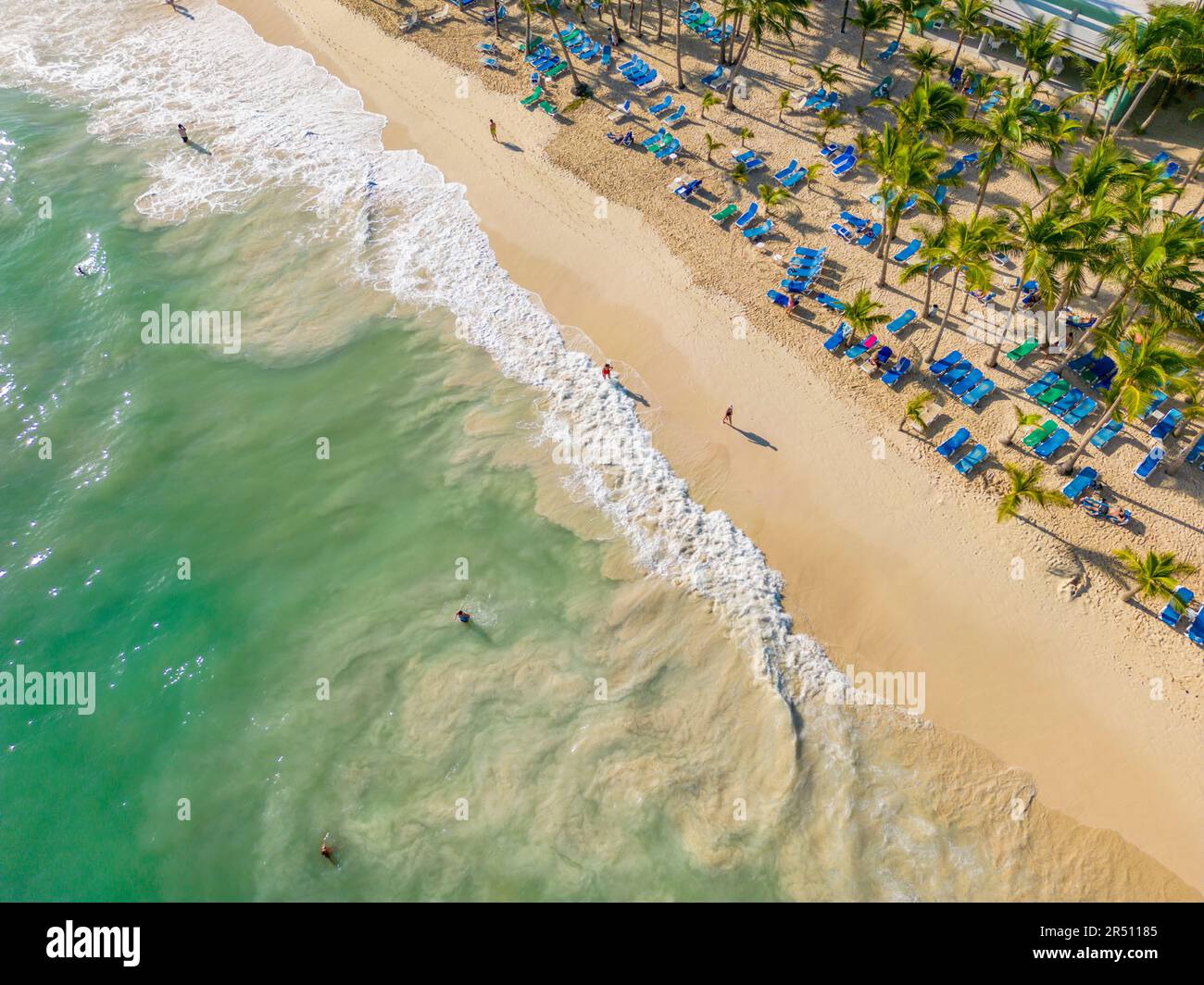 Vue aérienne de Bavaro Beach, Punta Cana, République dominicaine, Antilles, Caraïbes, Amérique centrale Banque D'Images