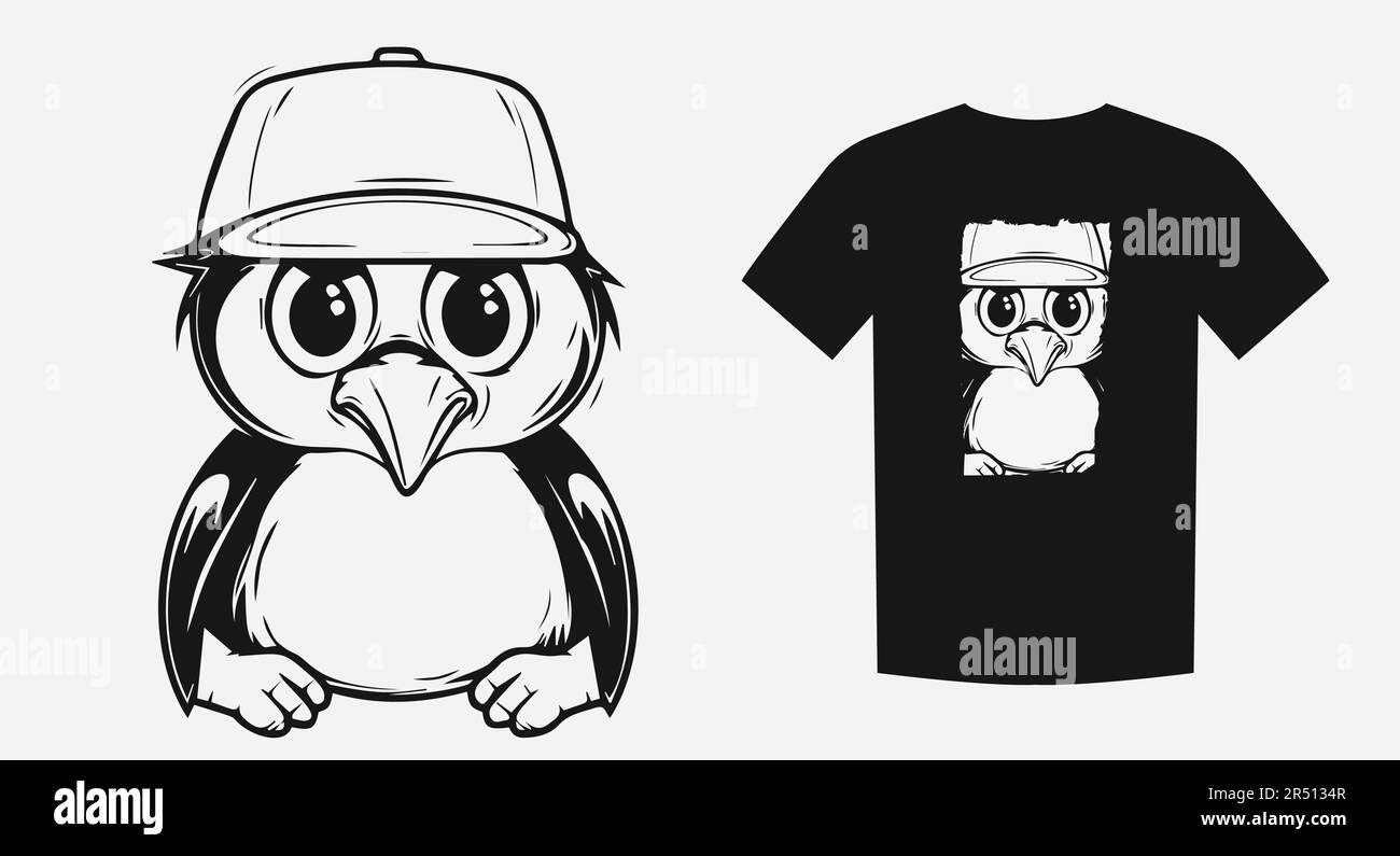 Représentation originale d'un pingouin stupide avec un charme puéril. Cette illustration amusante est parfaite pour la marchandise et les tirages. Illustration vectorielle. Illustration de Vecteur
