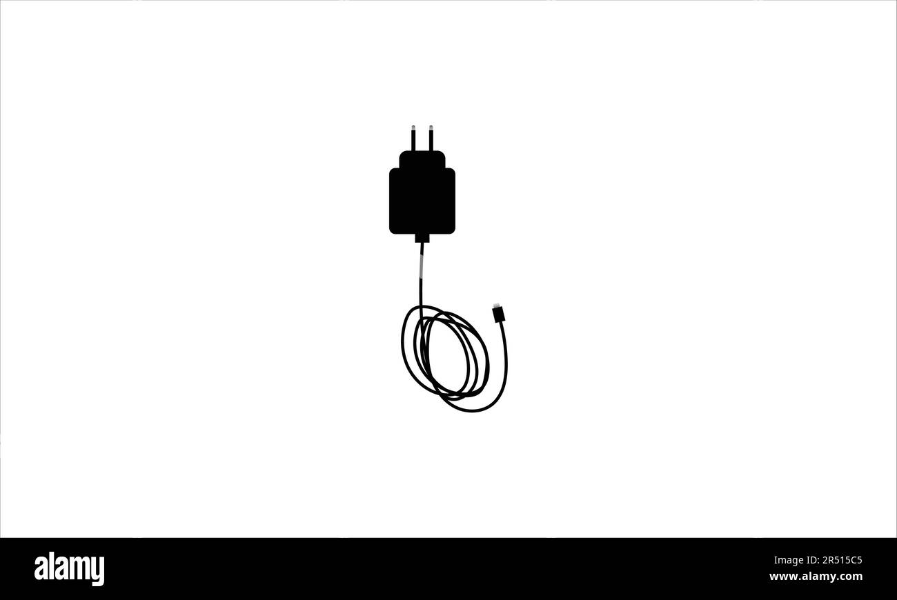 Chargeur, brique de charge avec câble isolé sur blanc Illustration de Vecteur
