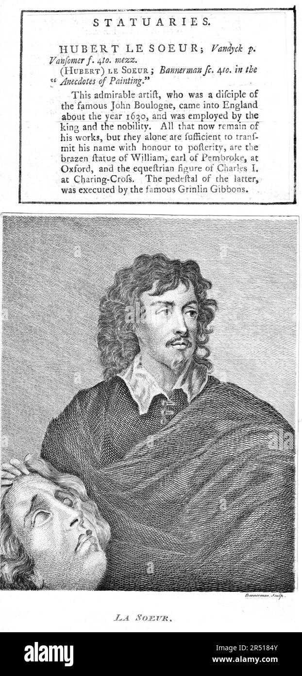 Hubert le sueur (1580-1670) - ligne de gravure par Alexander Bannerman (1730-1779) Banque D'Images