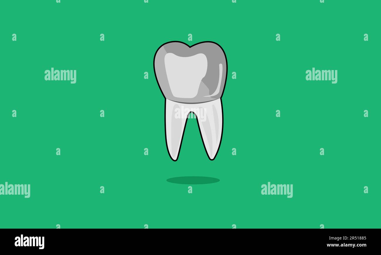 Dent molaire avec couronnement en céramique métallique gris argenté Illustration de Vecteur