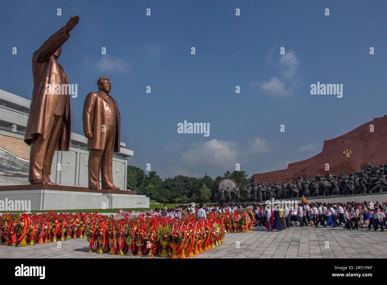 Célébration nationale au Mansu Hill Grand Monument à pyongyang, Corée du Nord Banque D'Images