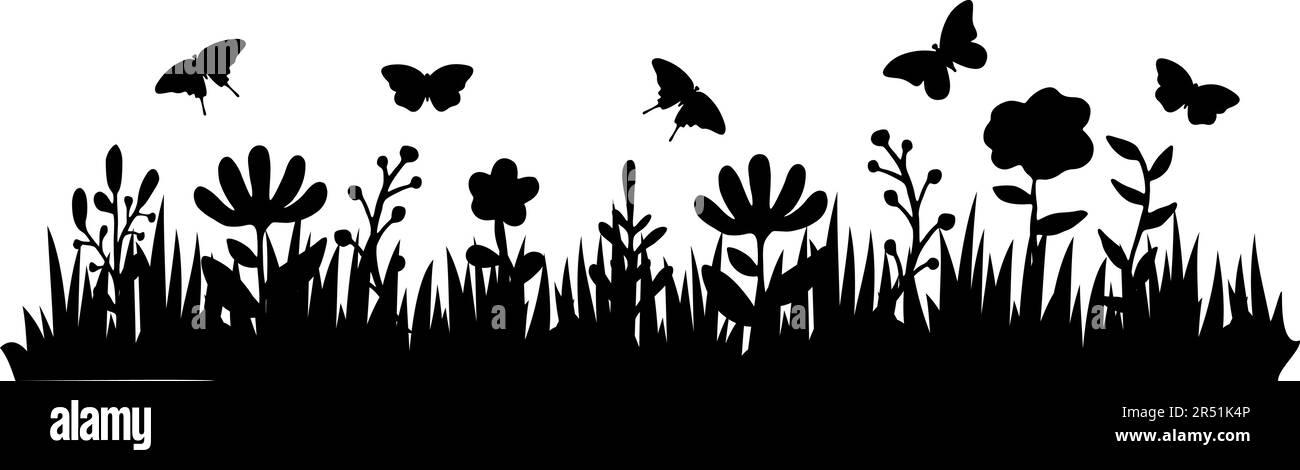 Vecteur de silhouette d'herbe de printemps Illustration de Vecteur