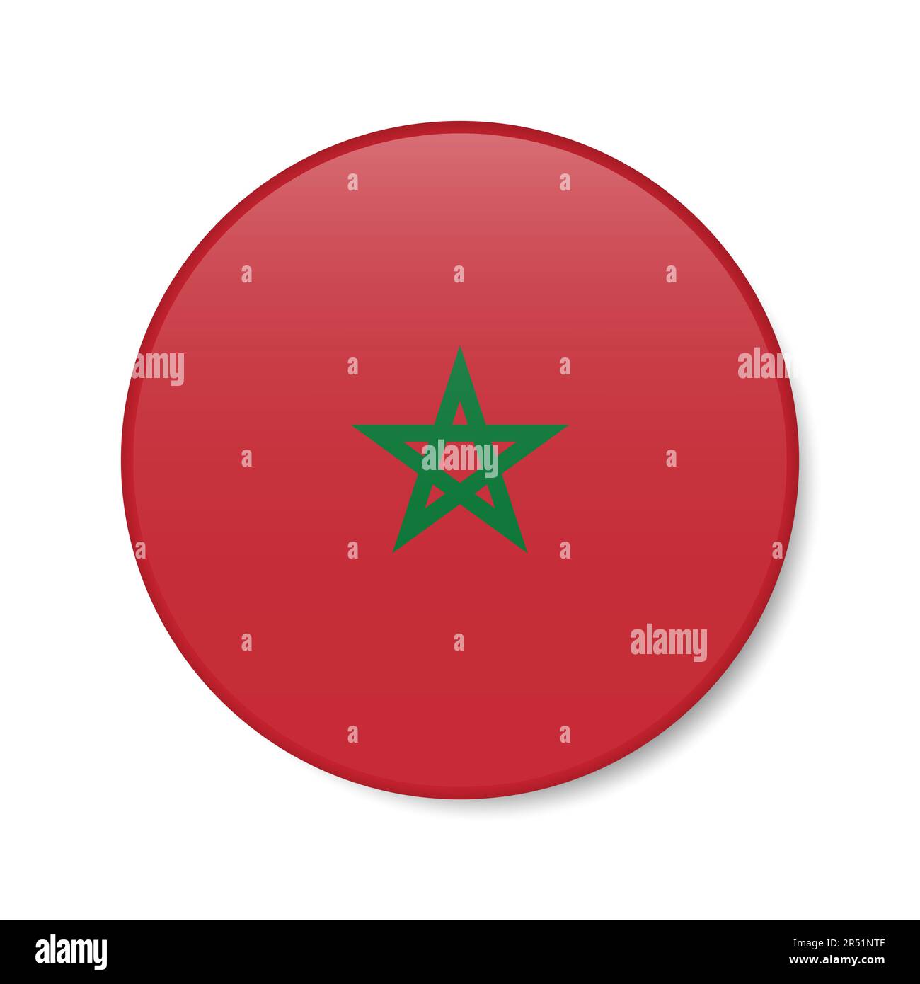 Icône de bouton cercle Maroc. Drapeau rond marocain avec ombre. 3D illustration vectorielle réaliste isolée sur blanc. Illustration de Vecteur