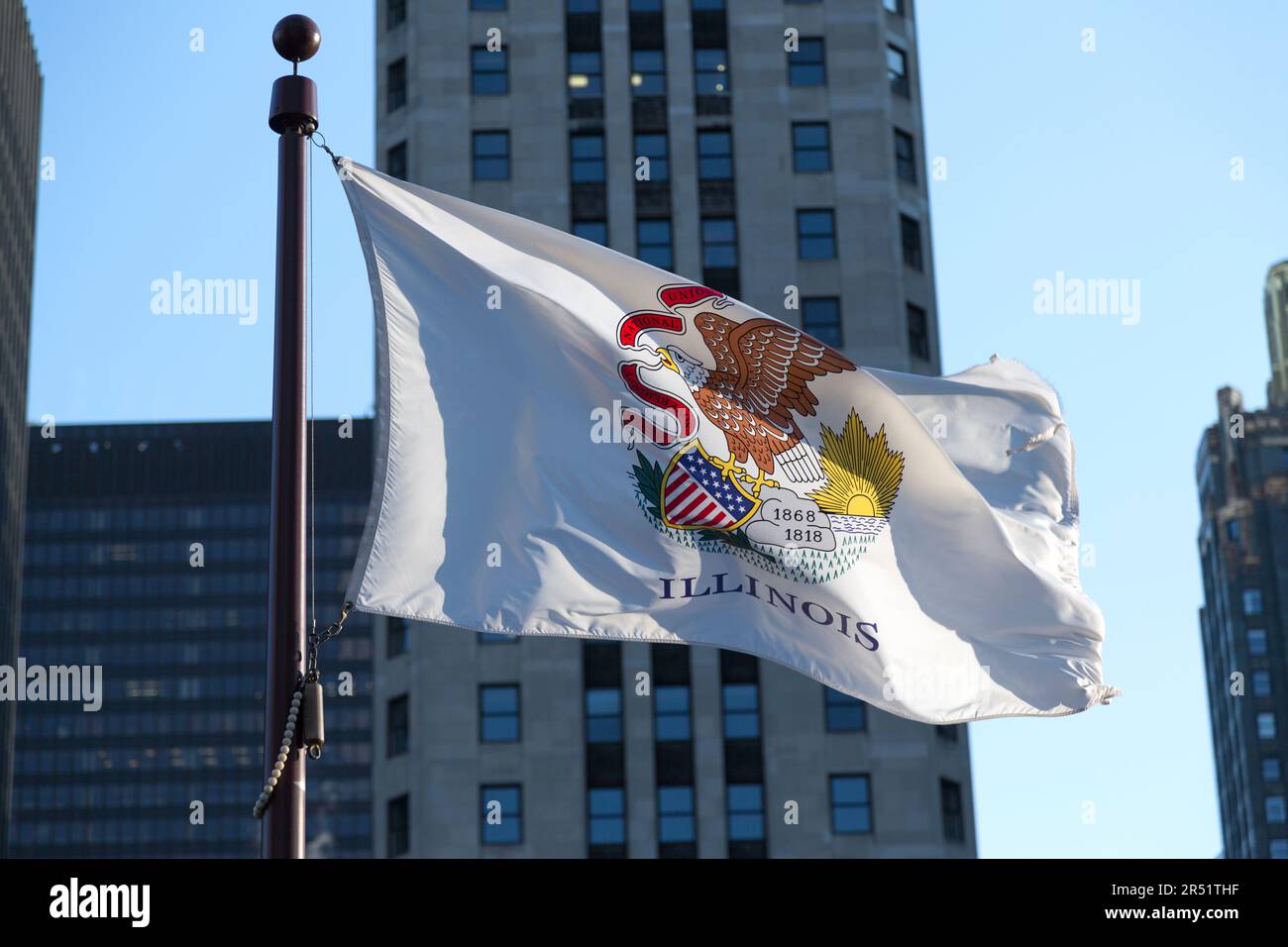 États-Unis, Illinois, Chicago, drapeau de l'État de l'Illinois. Banque D'Images