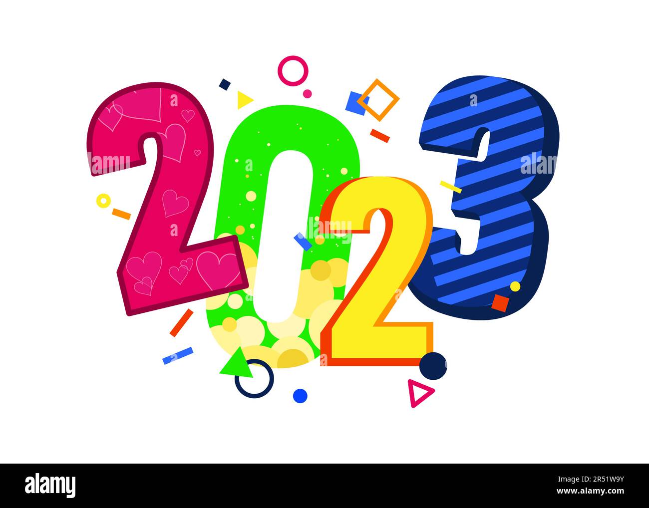 2023 numéros pour la célébration du nouvel an. Concept de modèle de conception Bright. Carte du nouvel an, félicitations pour 2023. Illustration vectorielle Illustration de Vecteur