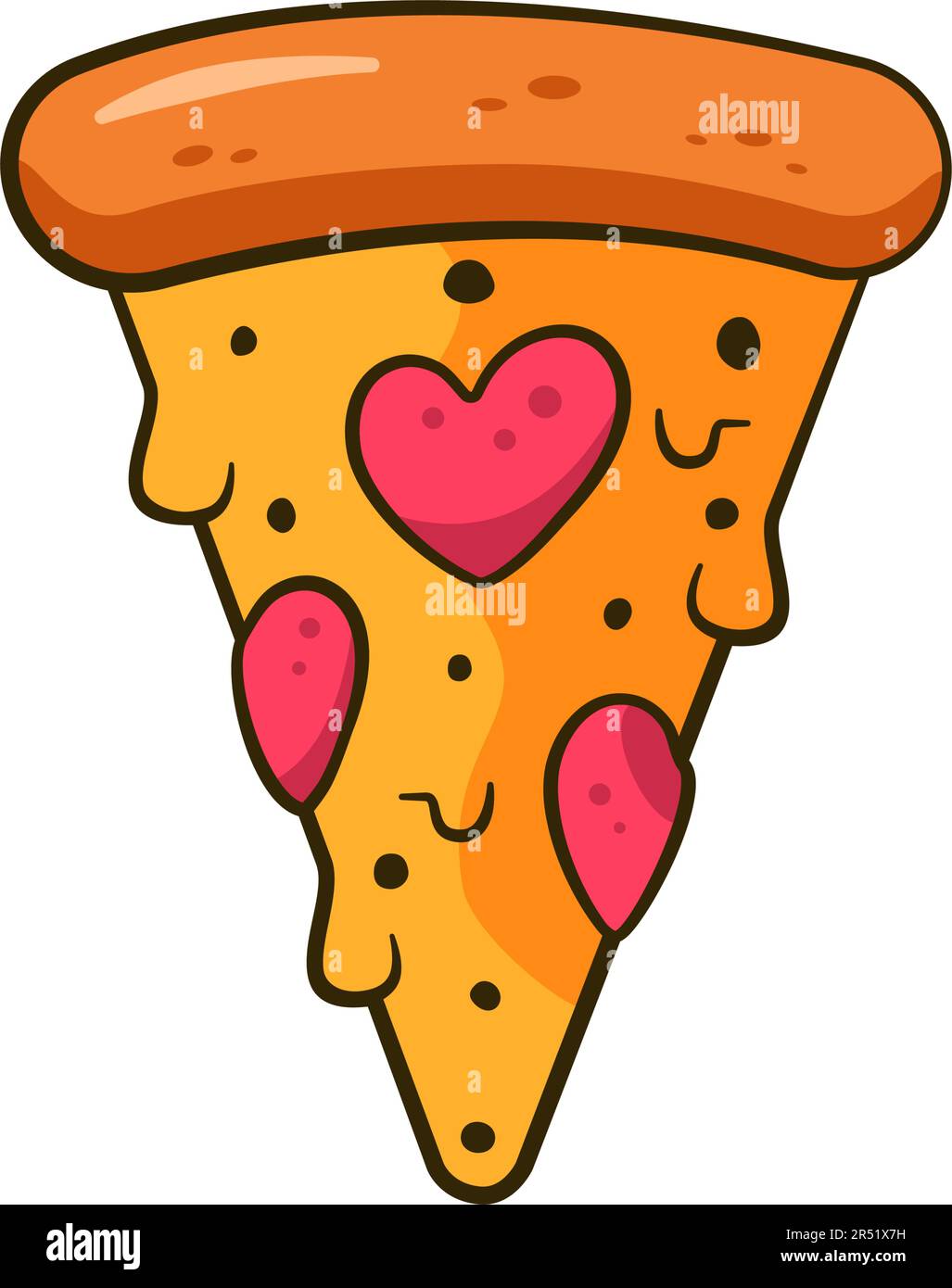 Pizza de Saint-Valentin avec pepperoni en forme de cœur. Dessin animé. Illustration vectorielle Illustration de Vecteur