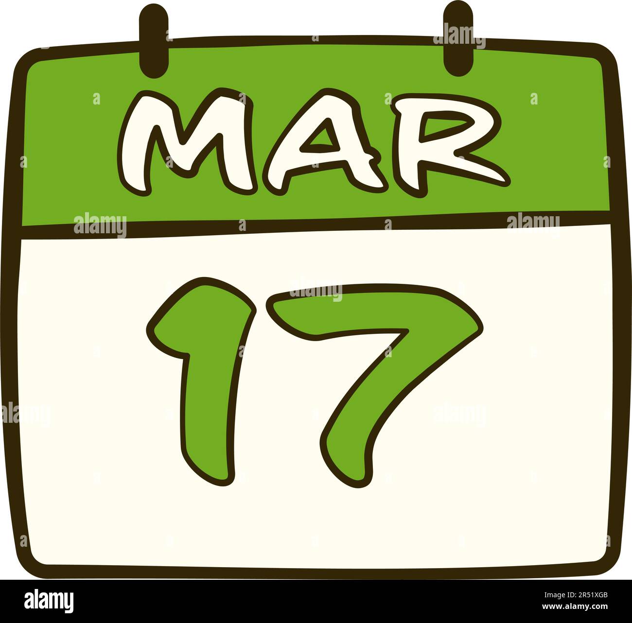 Calendrier avec date du 17 mars. St. Patrick. Icône de dessin animé plat. Illustration vectorielle Illustration de Vecteur
