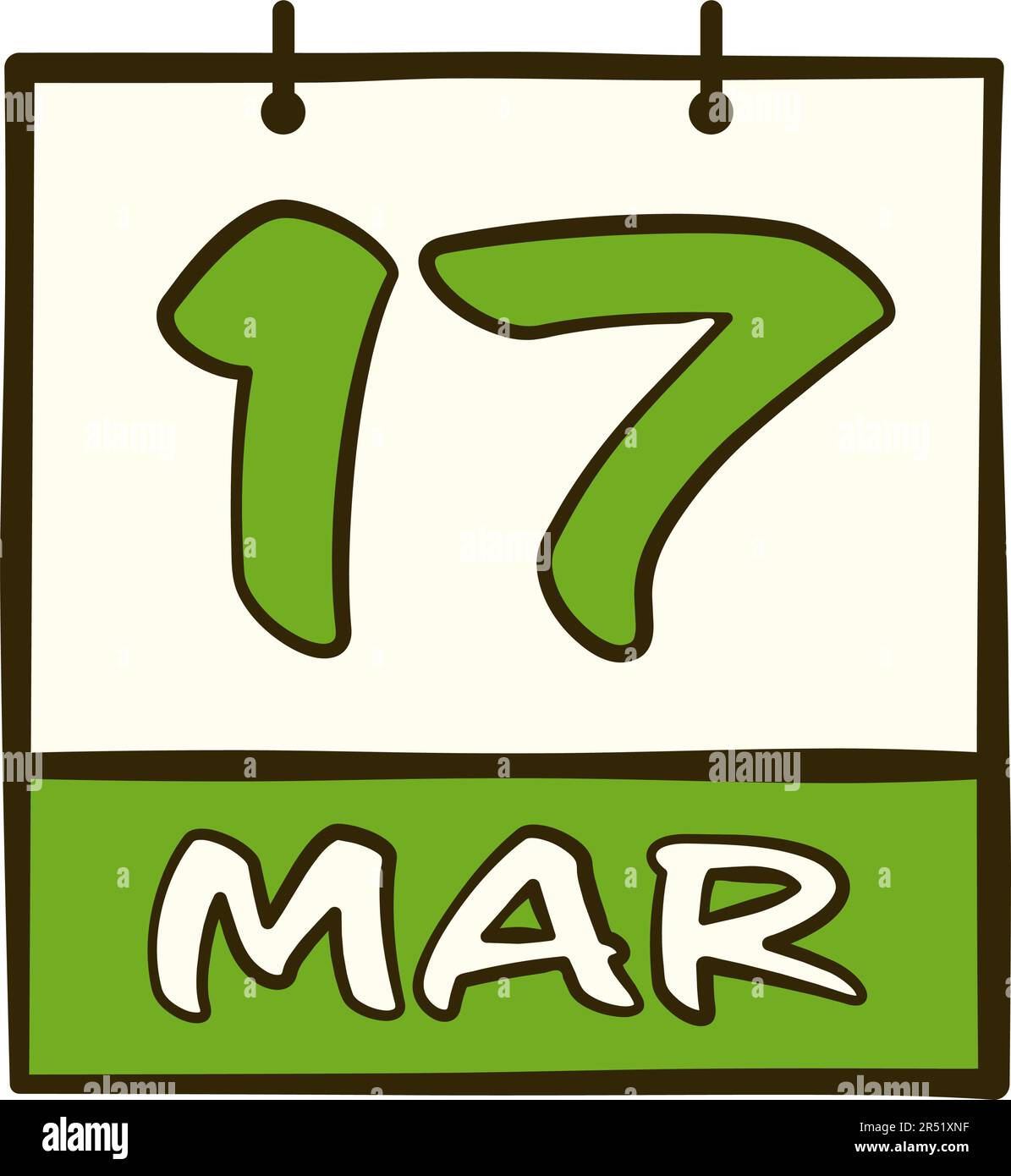 Calendrier avec date du 17 mars. St. Patrick. Icône de dessin animé plat. Illustration vectorielle Illustration de Vecteur