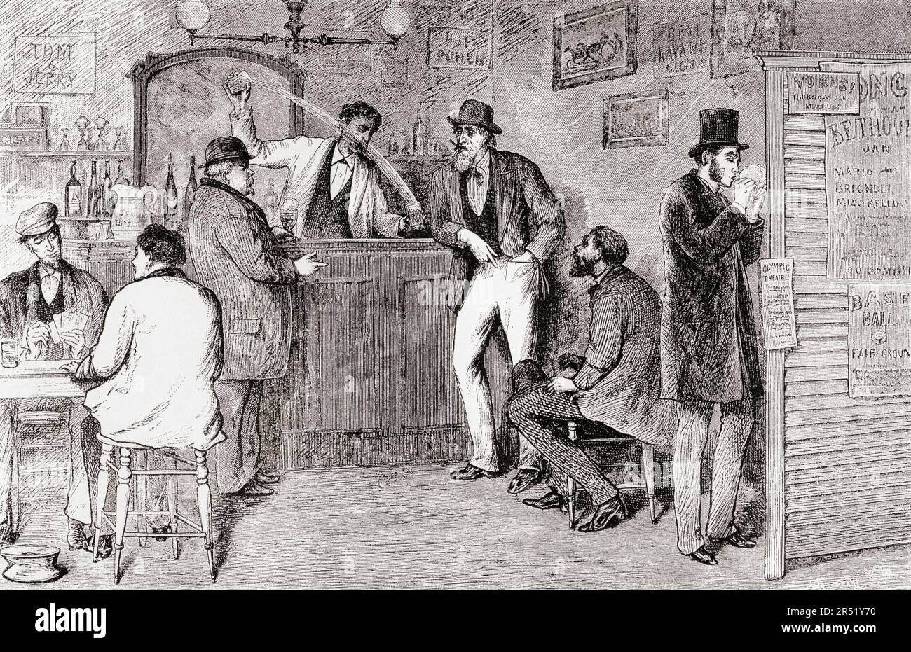 Un bar New York, 19th Century. De l'Amérique revisité: De la baie de New York au golfe du Mexique, publié en 1886. Banque D'Images
