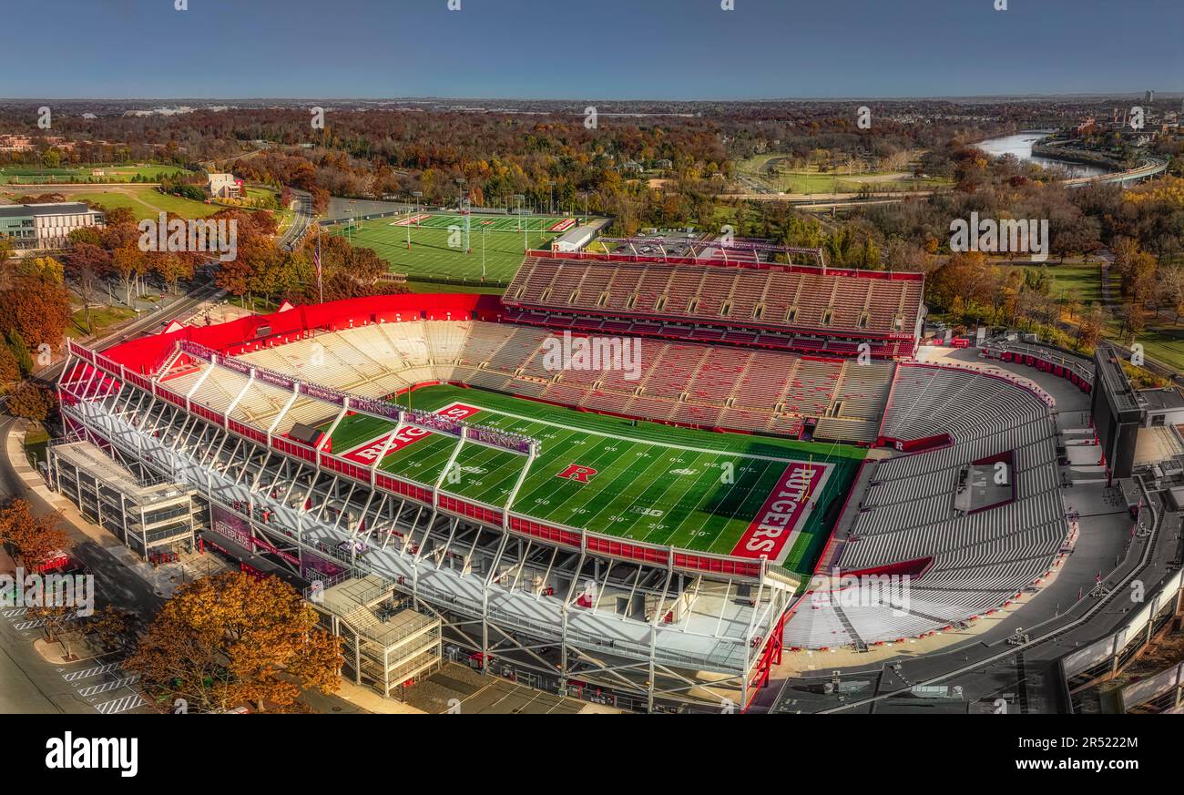 Stade de football Rutgers NJ II - vue aérienne du stade de football de l'université Rutgers, stade de l'équipe de football Scarlet Knights à Piscataway, New Banque D'Images