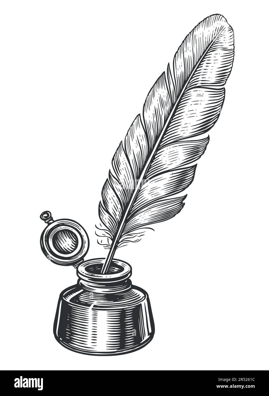 Stylo à douille et motif d'encre noir blanc isolé vecteur d'illustration d'esquisse Illustration de Vecteur