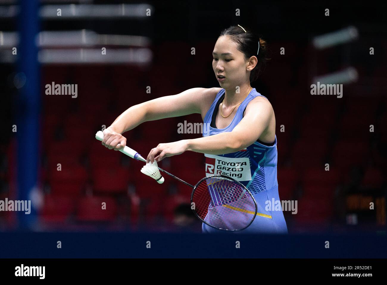 Bangkok, Thaïlande. 31st mai 2023. Pornpawee Chochuwong de Thaïlande joue contre Pai Yu po du Taipei chinois pendant le single de Badminton Women dans le Thailand Open 2023 au stade intérieur de Huamark. Pornpawee Chochuwong a gagné Pai Yu po 2:0 (21:16, 21:18). (Photo de Peerapon Boonyakiat/SOPA Images/Sipa USA) crédit: SIPA USA/Alay Live News Banque D'Images