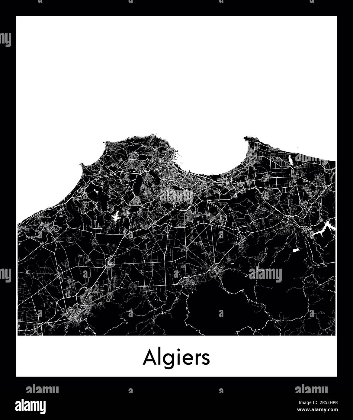 Plan minimal de la ville d'Alger (Algérie Afrique) Illustration de Vecteur