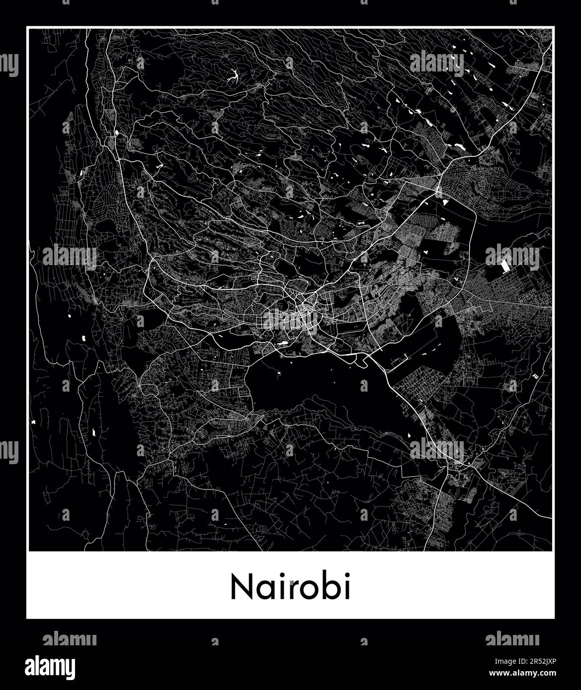 Carte minimale de la ville de Nairobi (Kenya Afrique) Illustration de Vecteur