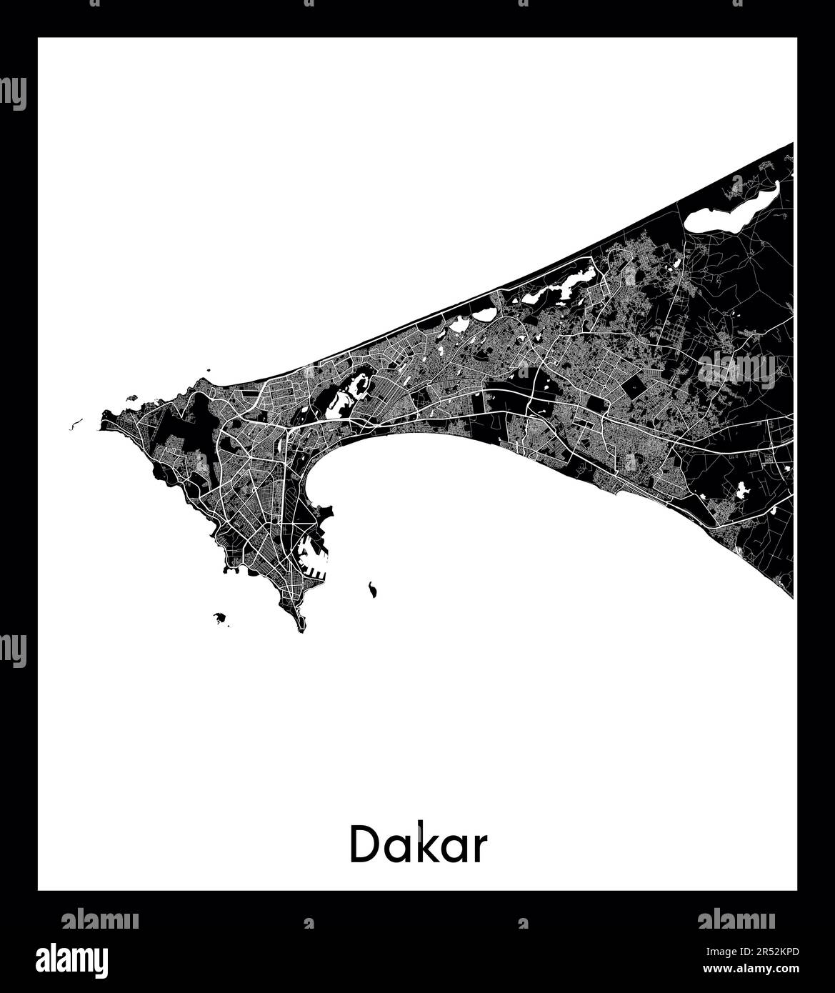Plan minimal de la ville de Dakar (Sénégal Afrique) Illustration de Vecteur