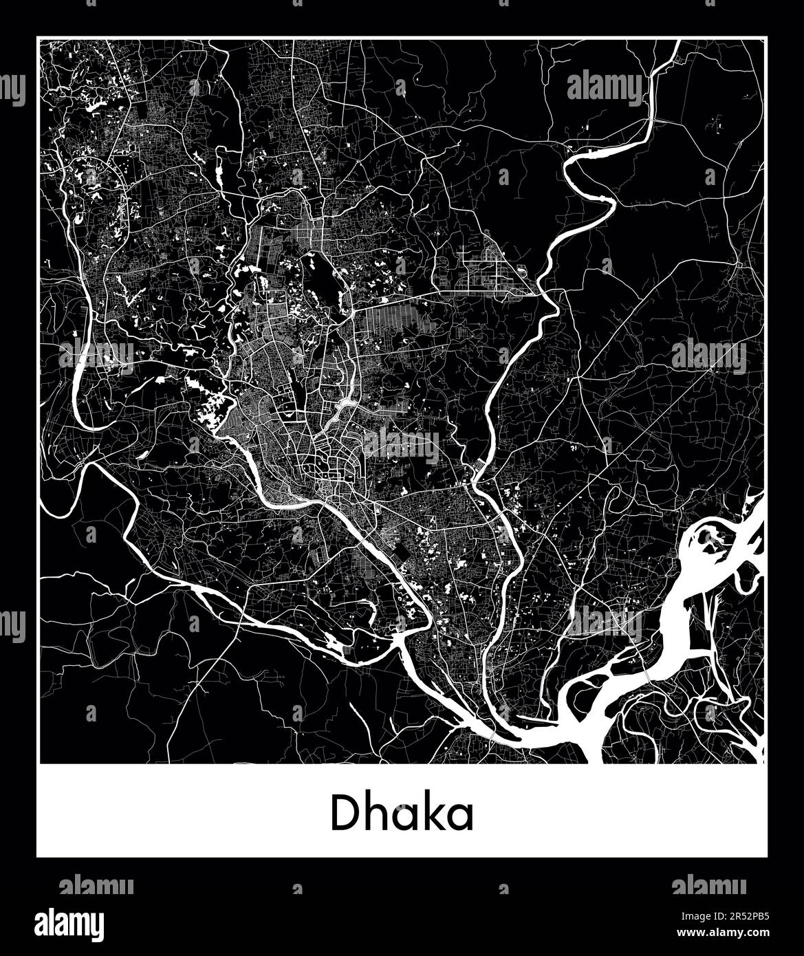 Carte minimale de la ville de Dhaka (Bangladesh carte minimale de la ville de Dhaka (Bangladesh Asie)Asie) Illustration de Vecteur