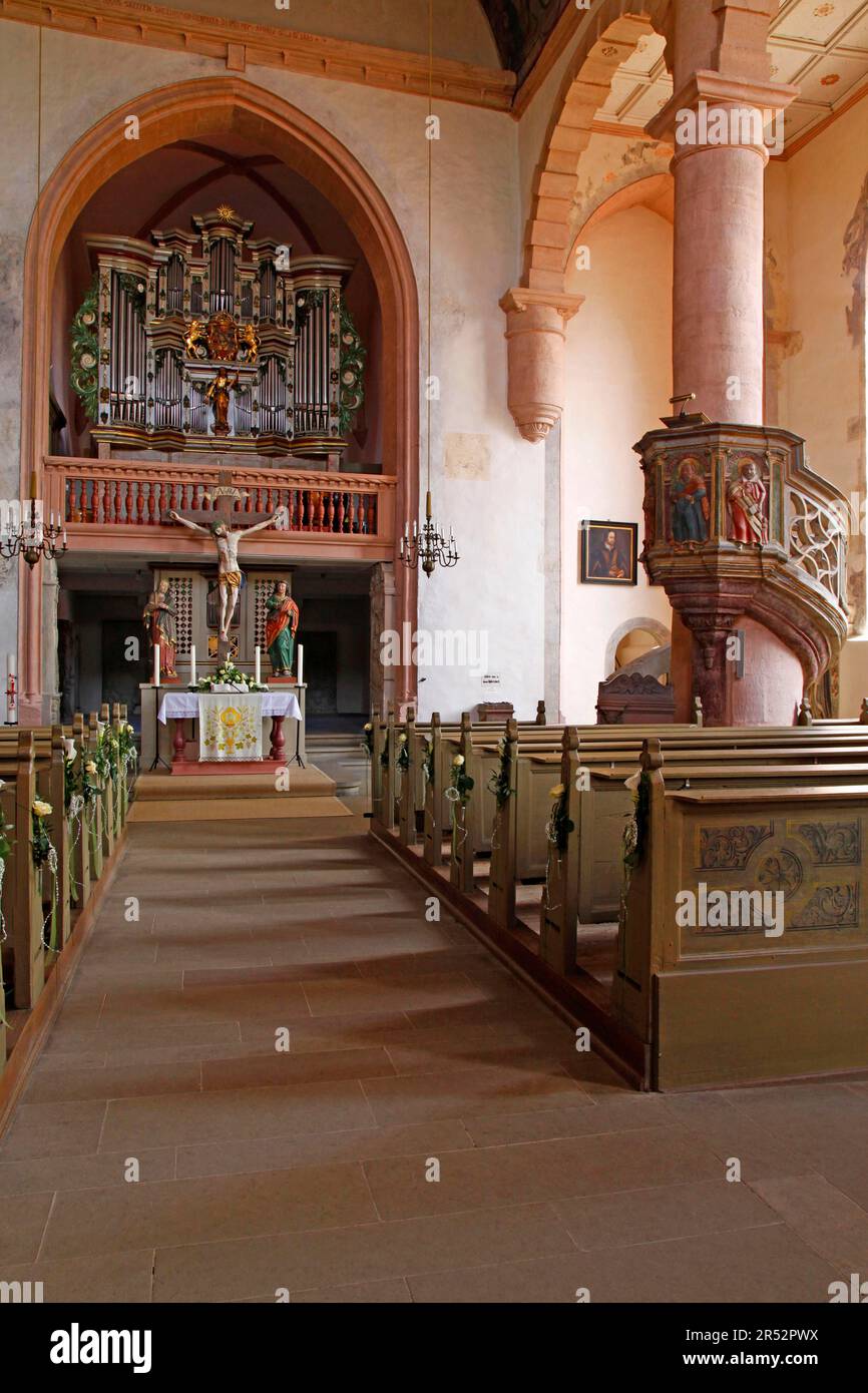 Église Saint-Laurent Michael, Ostheim, quartier de Rhoen-Grabfeld, Basse-Franconie, Bavière, Rhoen-Grabfeld, Allemagne Banque D'Images