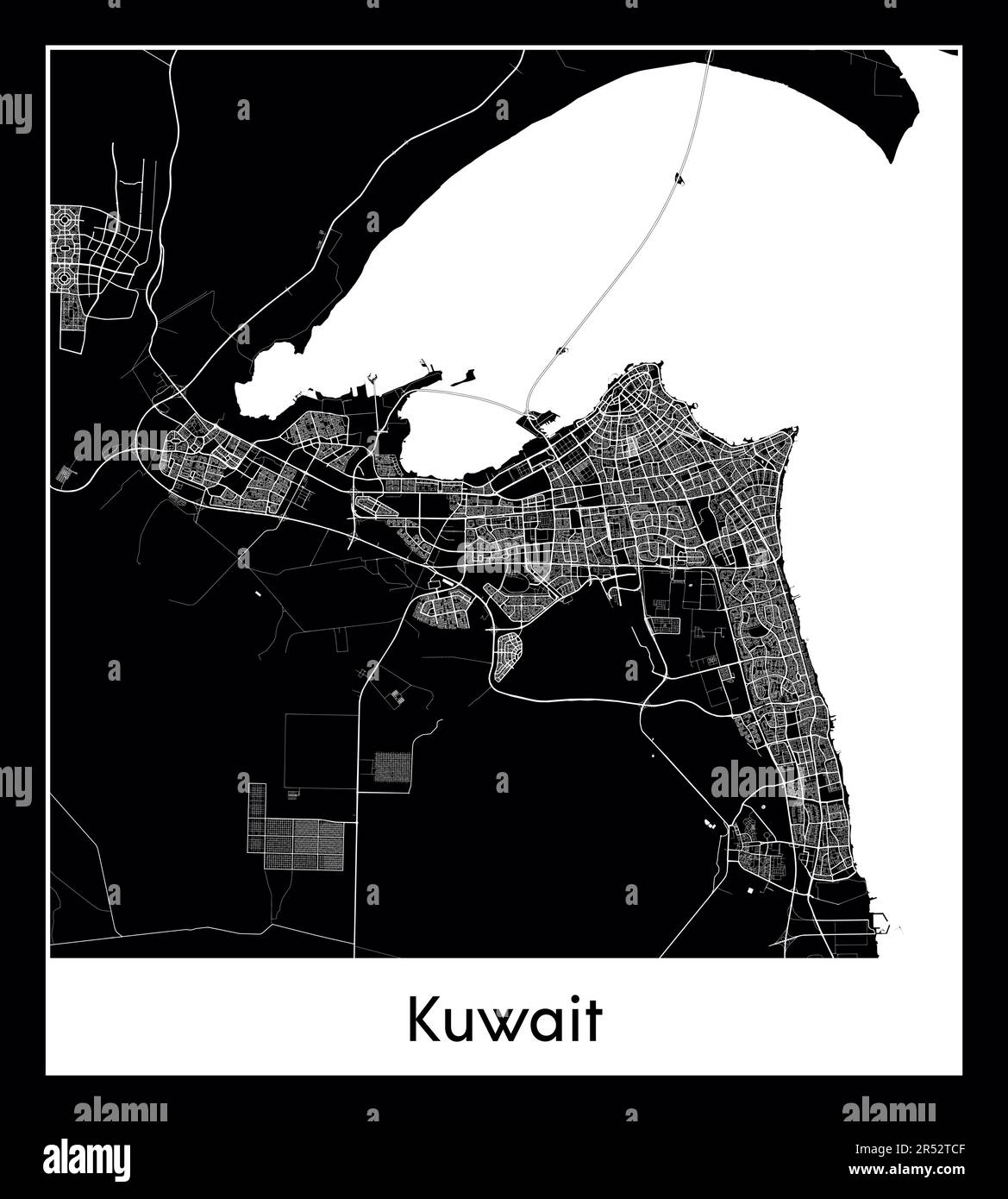 Carte minimale de la ville du Koweït (Koweït Asie)carte minimale de la ville du Koweït (Koweït Asie) Illustration de Vecteur