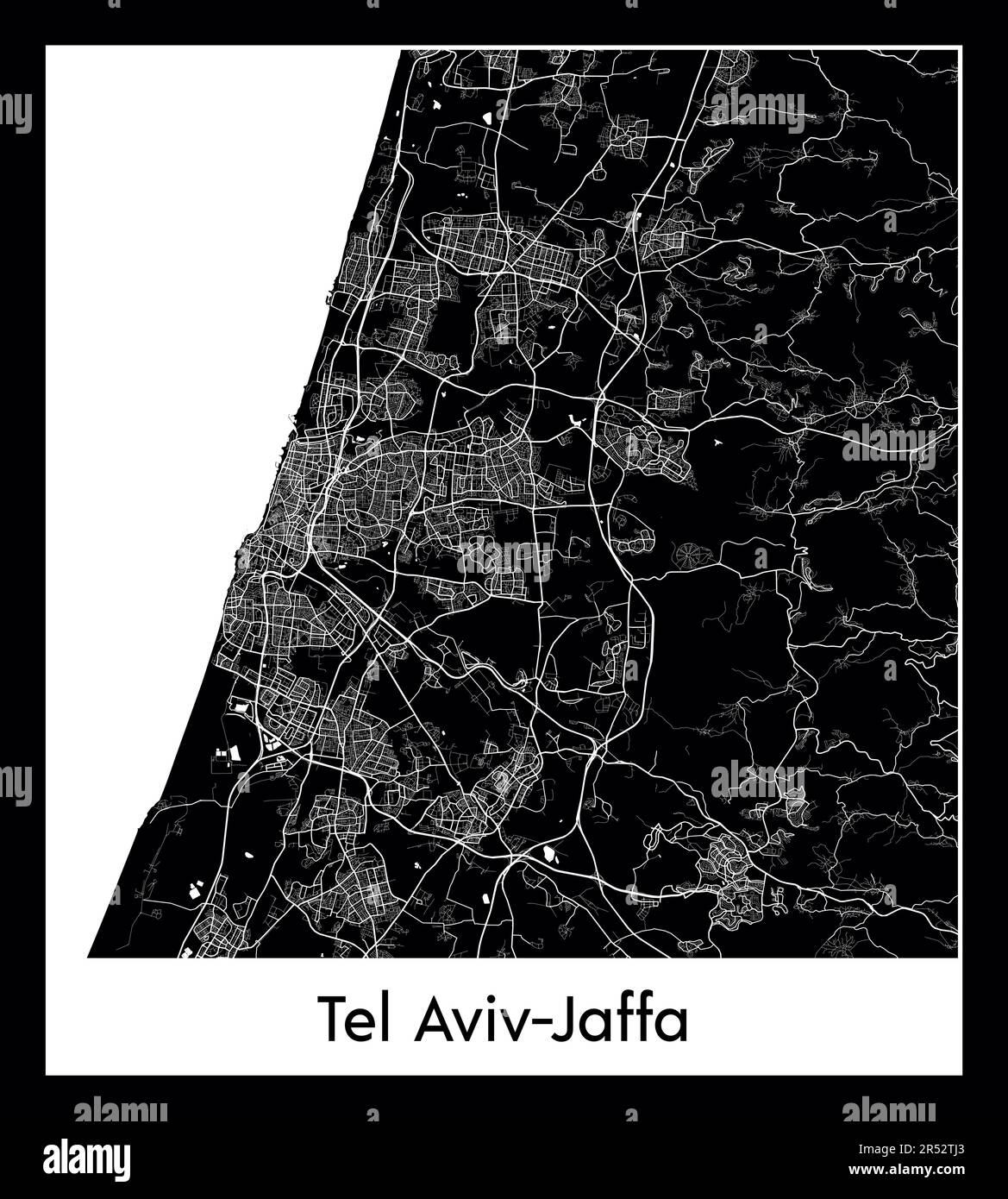 Carte minimale de tel Aviv-Jaffa (Israël carte minimale de tel Aviv-Jaffa (Israël Asie)Asie) Illustration de Vecteur