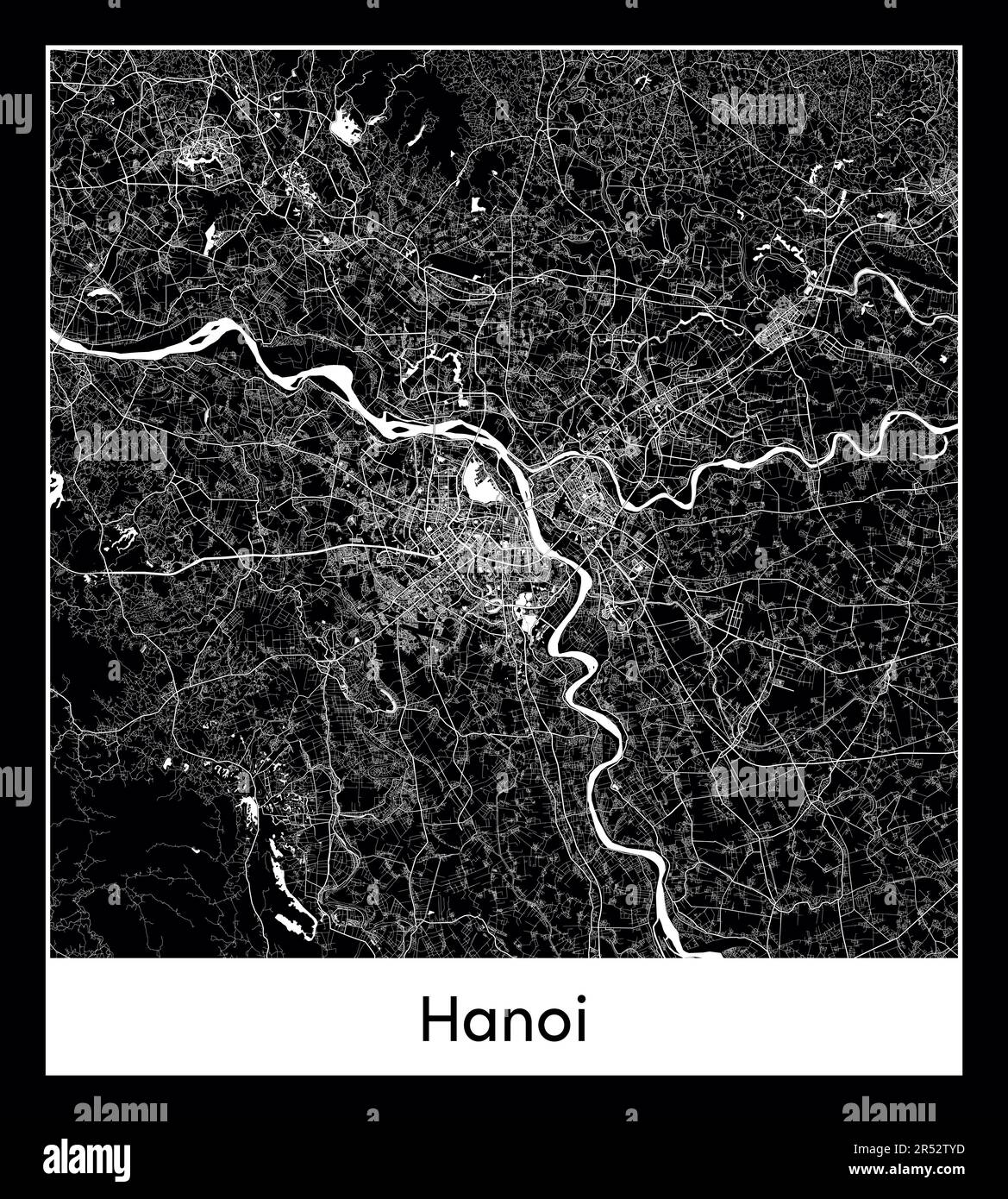 Carte minimale de la ville de Hanoi (Vietnam AsiaMinimal carte de la ville de Hanoi (Vietnam Asia)) Illustration de Vecteur