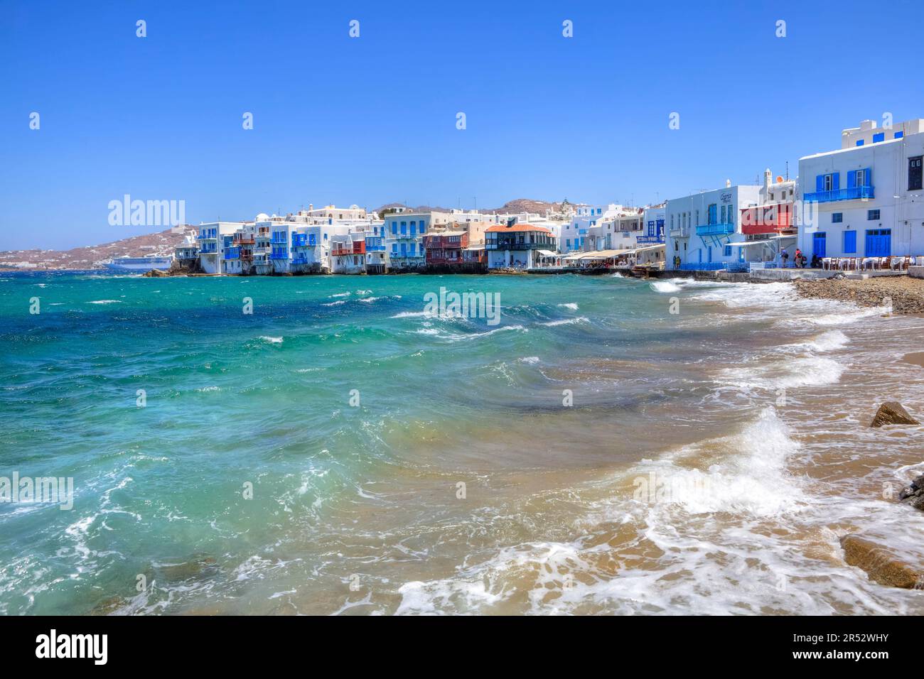 Mikri Venetia, petite Venise, Mykonos, Cyclades, Grèce Banque D'Images