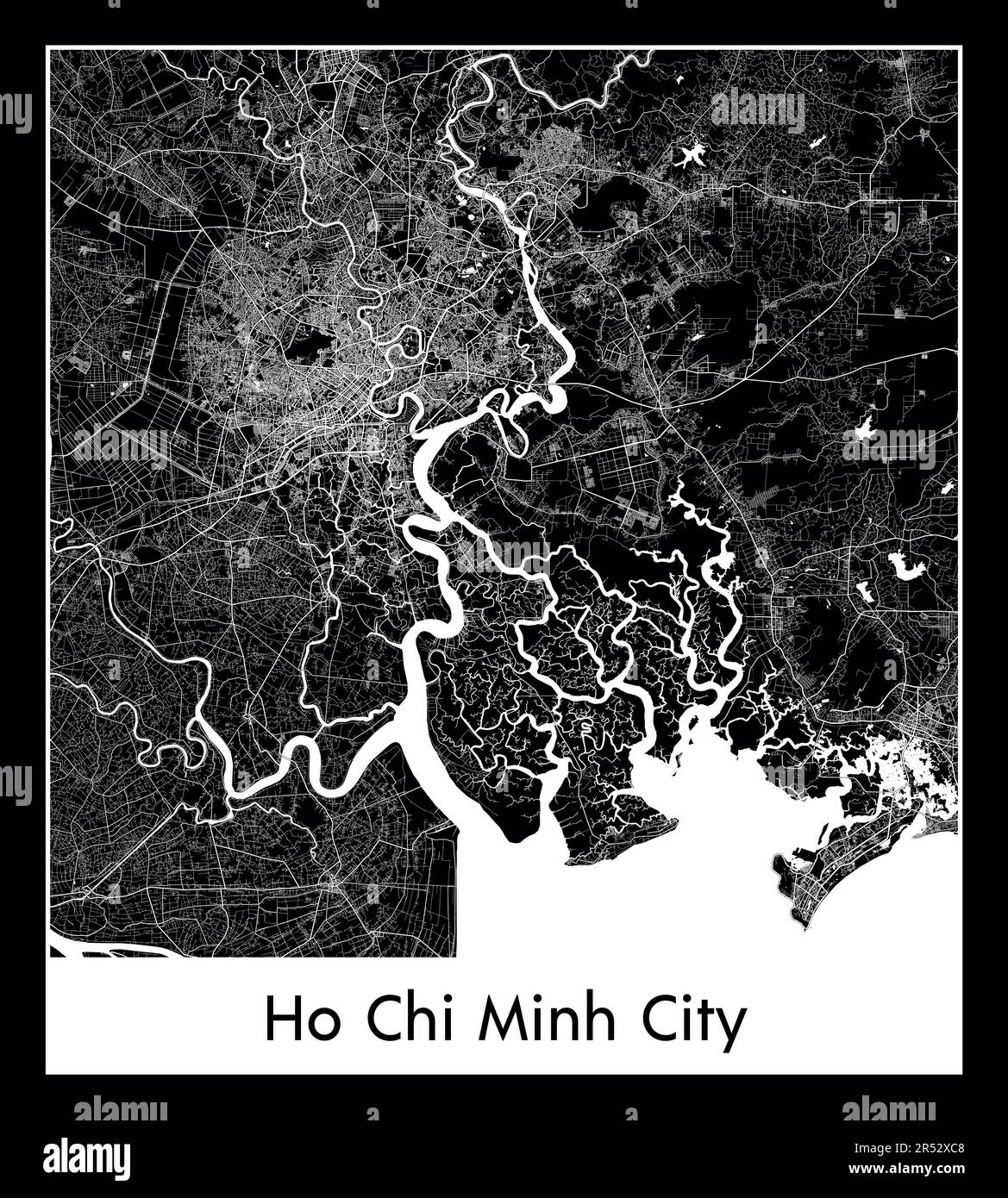 Carte minimale de la ville de Ho Chi Minh (Asie du Vietnam) Illustration de Vecteur