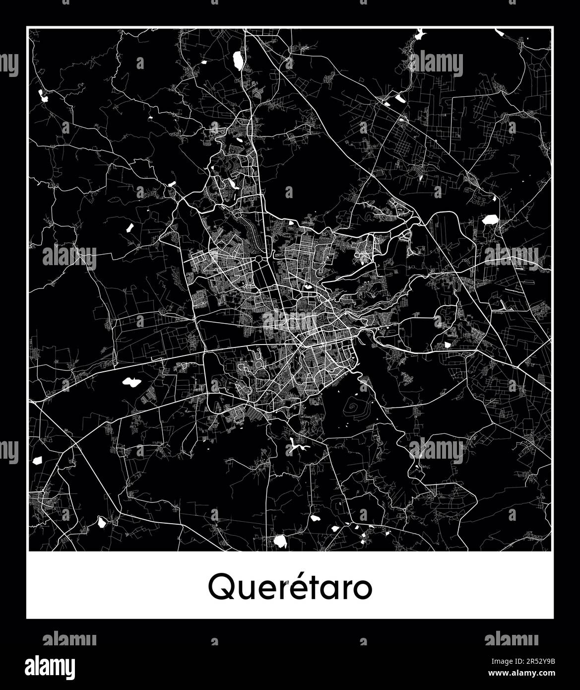 Carte minimale de la ville de Queretaro (Mexique Amérique du Nord) Illustration de Vecteur