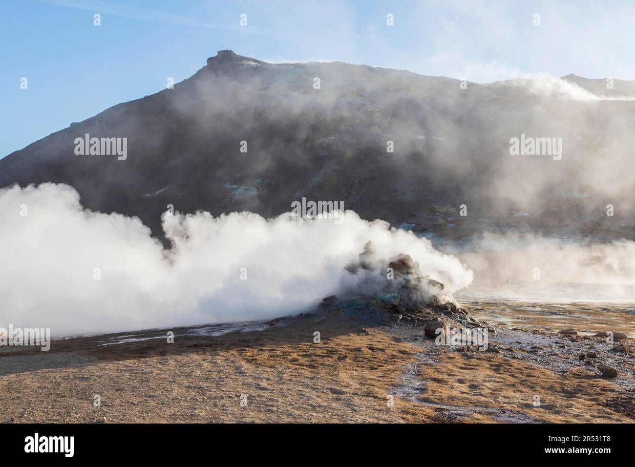 Namafjall Hverir, zone de Themal avec sulfatars, Islande Banque D'Images