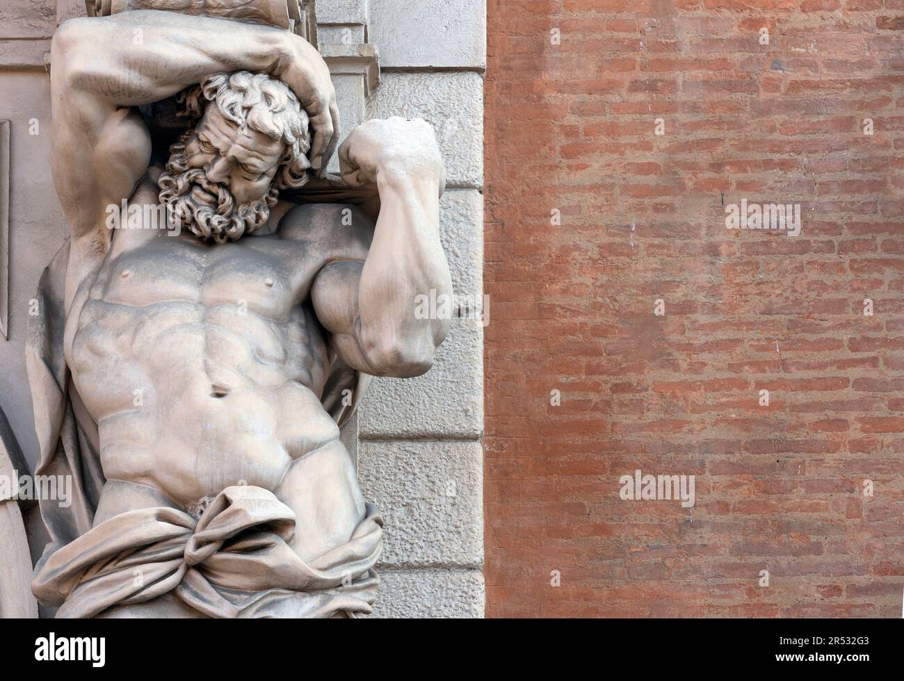 Statue de l'Atlas avec espace de copie Banque D'Images