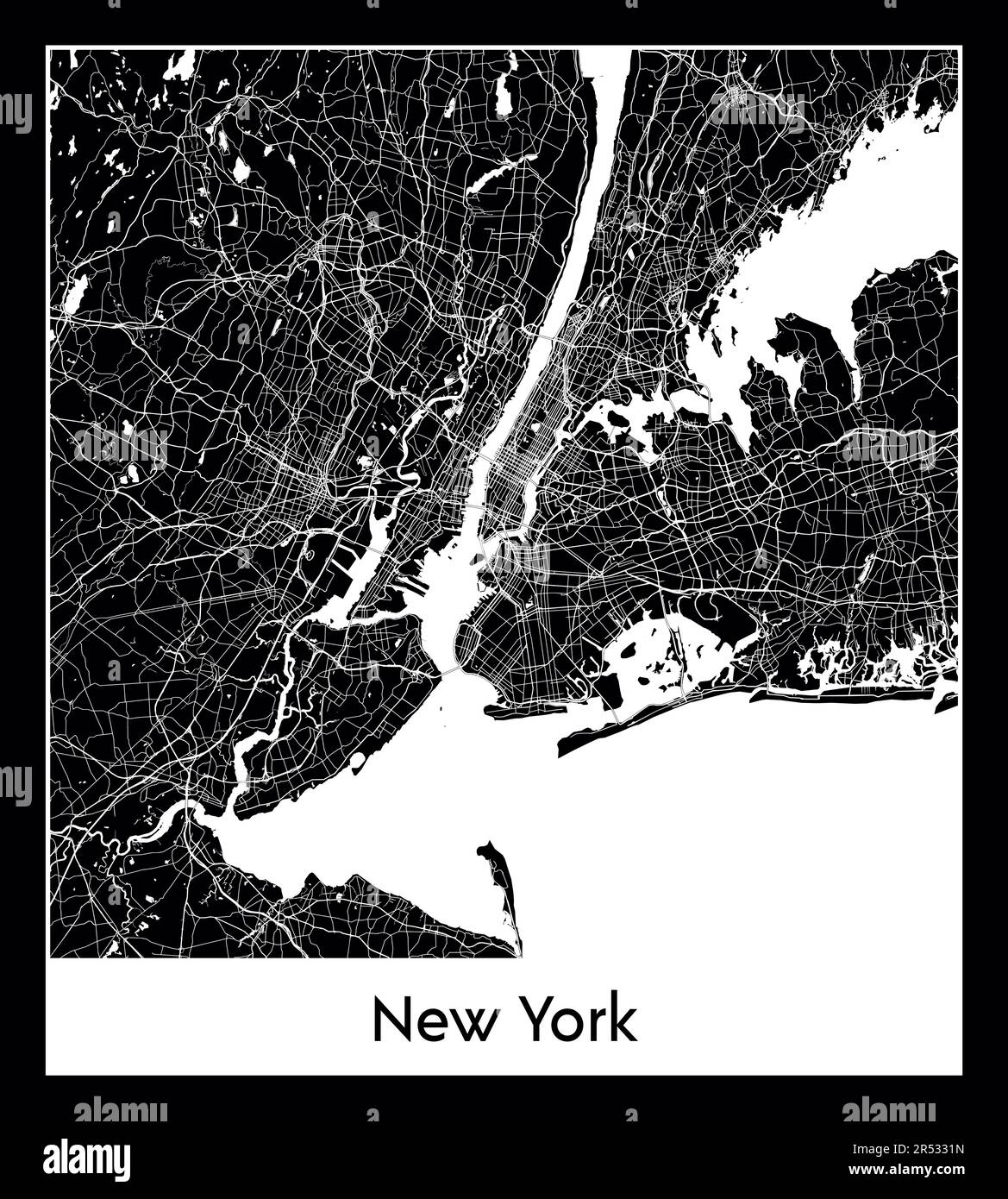 Carte minimale de New York (Etats-Unis Amérique du Nord) Illustration de Vecteur